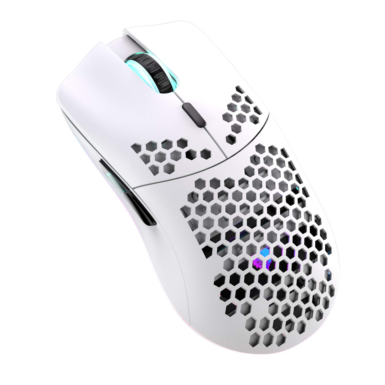 Kabellose Gaming Maus, Hohl Geschnitztes Design, Bunt, Wiederaufladbar, Langlebig, 2.4 G 4 Einstellbare 3200-DPI-Stufen, 7 Tasten, Optischer Sensor Für E-Sportb Arbeit(Weiß)