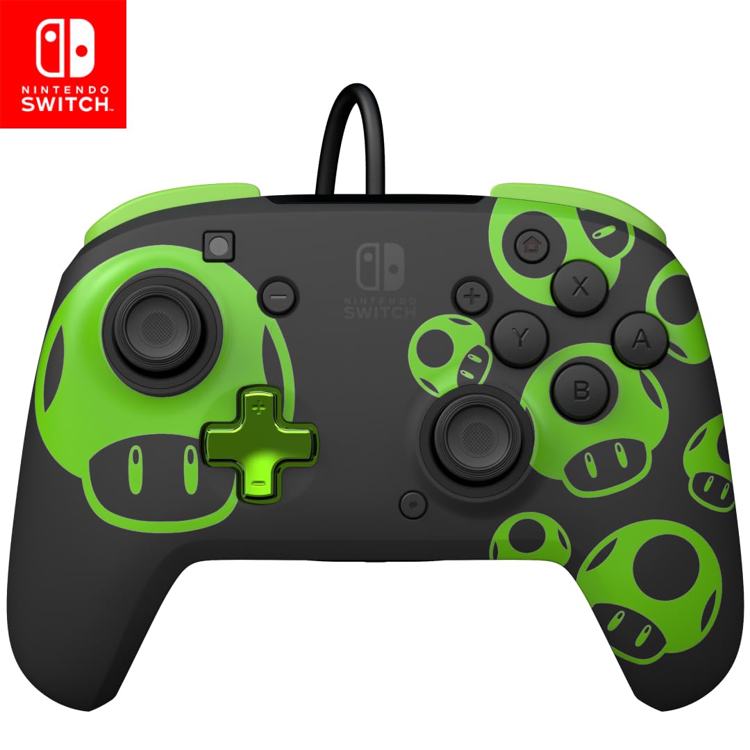 PDP Switch Rematch verkabelt controller 1-UP Glow in the dark Offiziell Lizenziert durch Nintendo - Customizable buttons, sticks, triggers, and paddles - Ergonomic Controllers