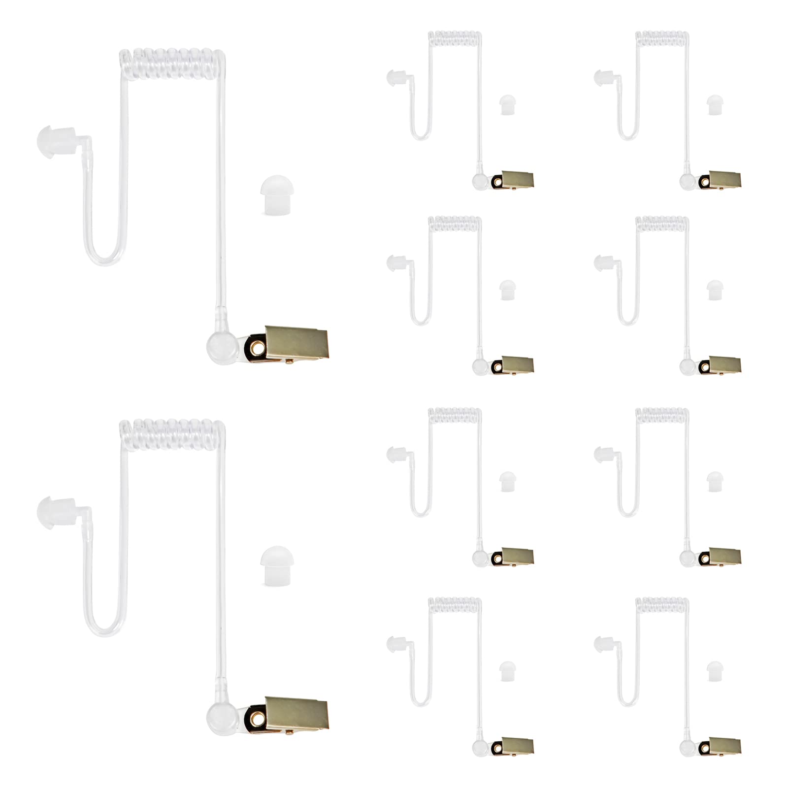 Ersatz-Audioschlauch mit verdeckter akustischer Luftspule, kompatibel mit Retevis Motorola Kenwood Baofeng Walkie Talkie, mit Clip, Sicherheits-Ohrhörer-Kopfhörer (Transparent, 10 Stück)