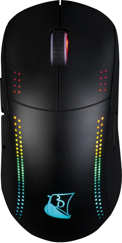 Konix Drakkar Asgard kabellose Gaming-Maus für PC - 600 mAh Akku - 2,4 GHz Empfänger - LED-Hintergrundbeleuchtung - Schwarz