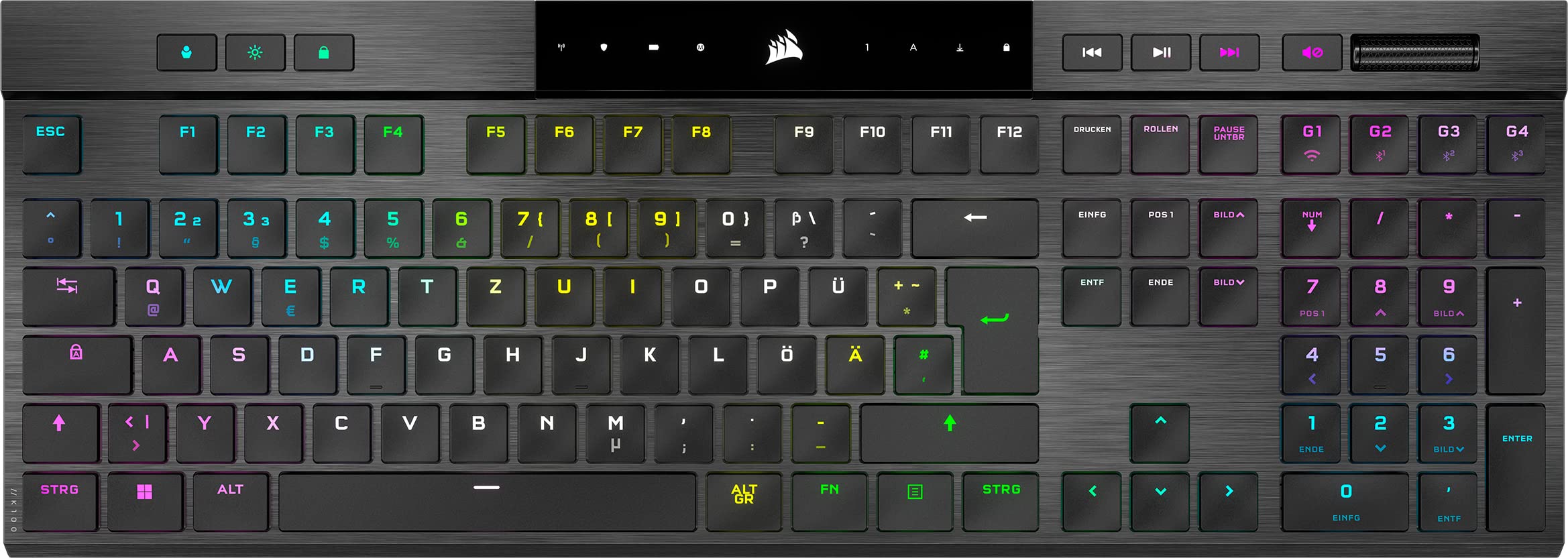 CORSAIR K100 AIR WIRELESS RGB Ultradünne Mechanische Gaming-Tastatur - CHERRY MX Low Profile Taktile Schalter - Bluetooth - iCUE-Kompatibel - PC, Mac, PS5, PS4, Xbox - QWERTZ DE - Schwarz