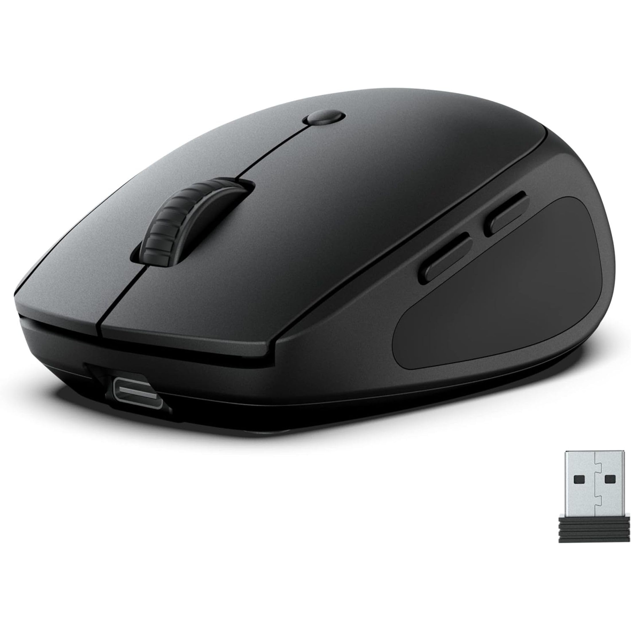 JLab Go Charge Bluetooth Maus/Funkmaus wiederaufladbar, BT 5,0/5,0+2,4Ghz mit USB-Dongle, Laptop Maus kabellos, Silent Wireless Mouse, Computermaus kabellos für PC/iPad/Computer/Tablet
