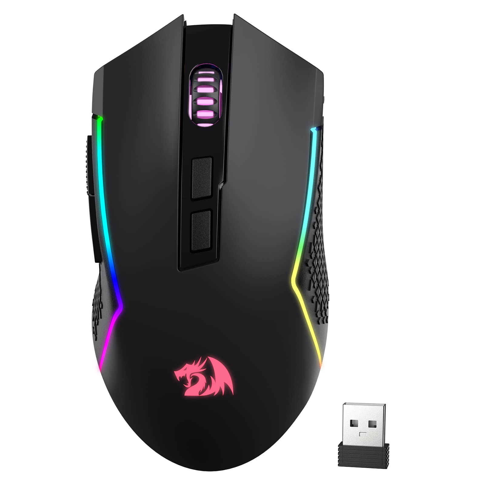 Redragon M693 Wireless Gaming Mouse, 8000 DPI kabelgebundene/drahtlose Maus mit 3-Modi-Verbindung, BT & 2.4G Wireless, 7 Makro-Tasten, langlebige Akkukapazität und RGB für PC/Mac/Laptop