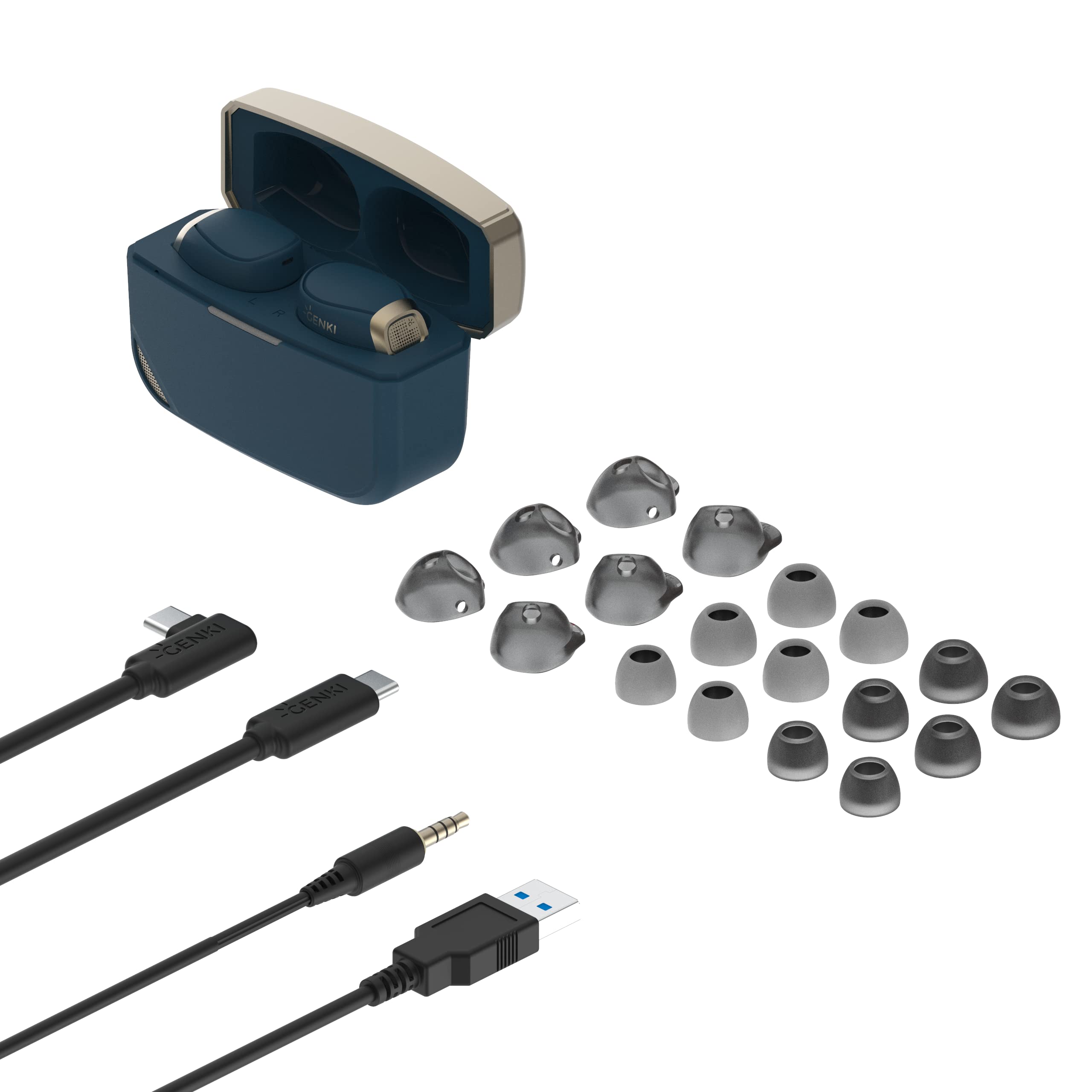 Human Things Genki Waveform Bridge -| Blue/Gold | Dualstream Headphones | Wireless Headphone | Low Latency Performance for Gamers