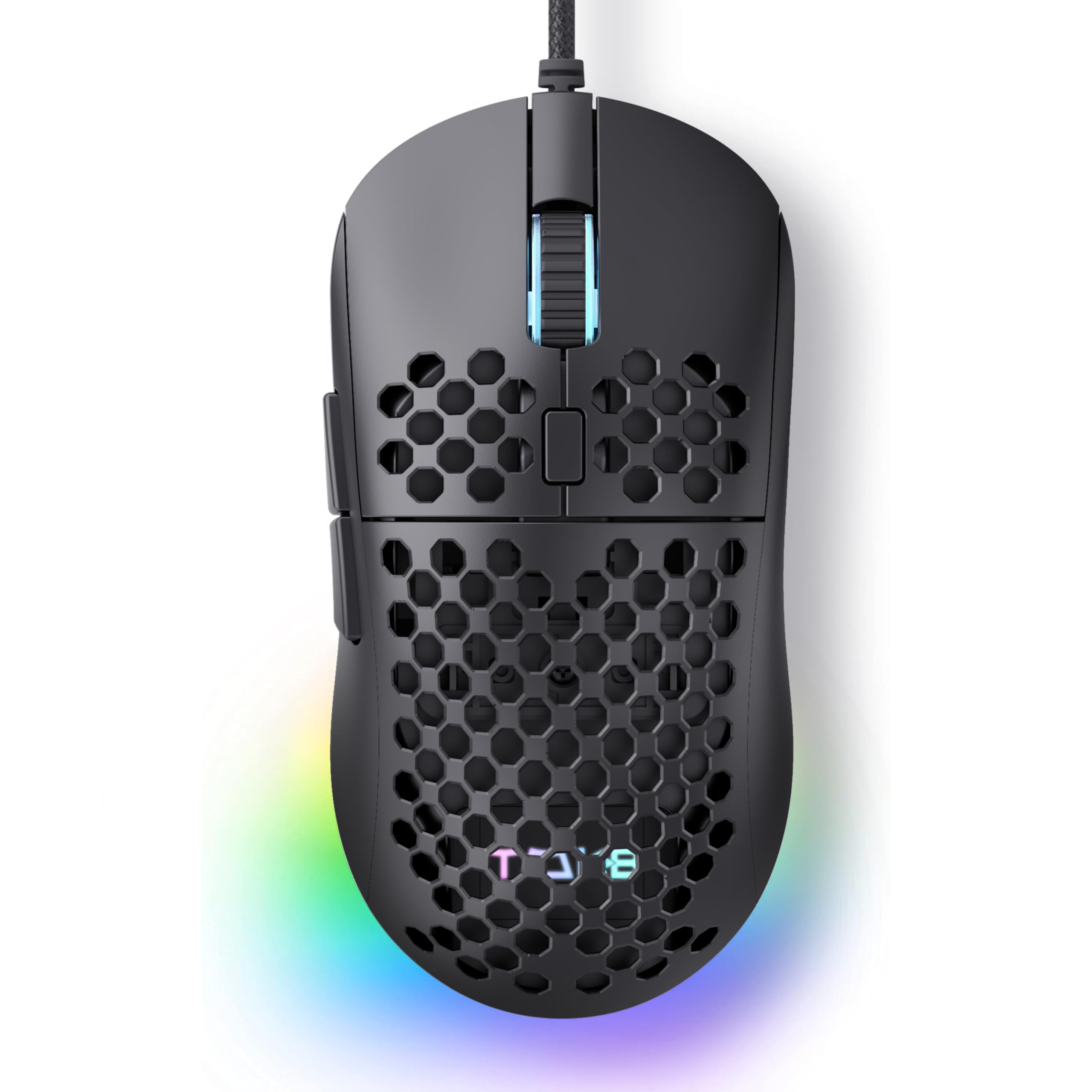 TMKB M1se Gaming Maus mit 12800 DPI Optischer Sensor,6 Programmierbare Tasten Wabenmaus,Anpassbares RGB Computer Mouse,Schleppfreies Paracord,Ergonomische für Windows PC MAC-Schwarz