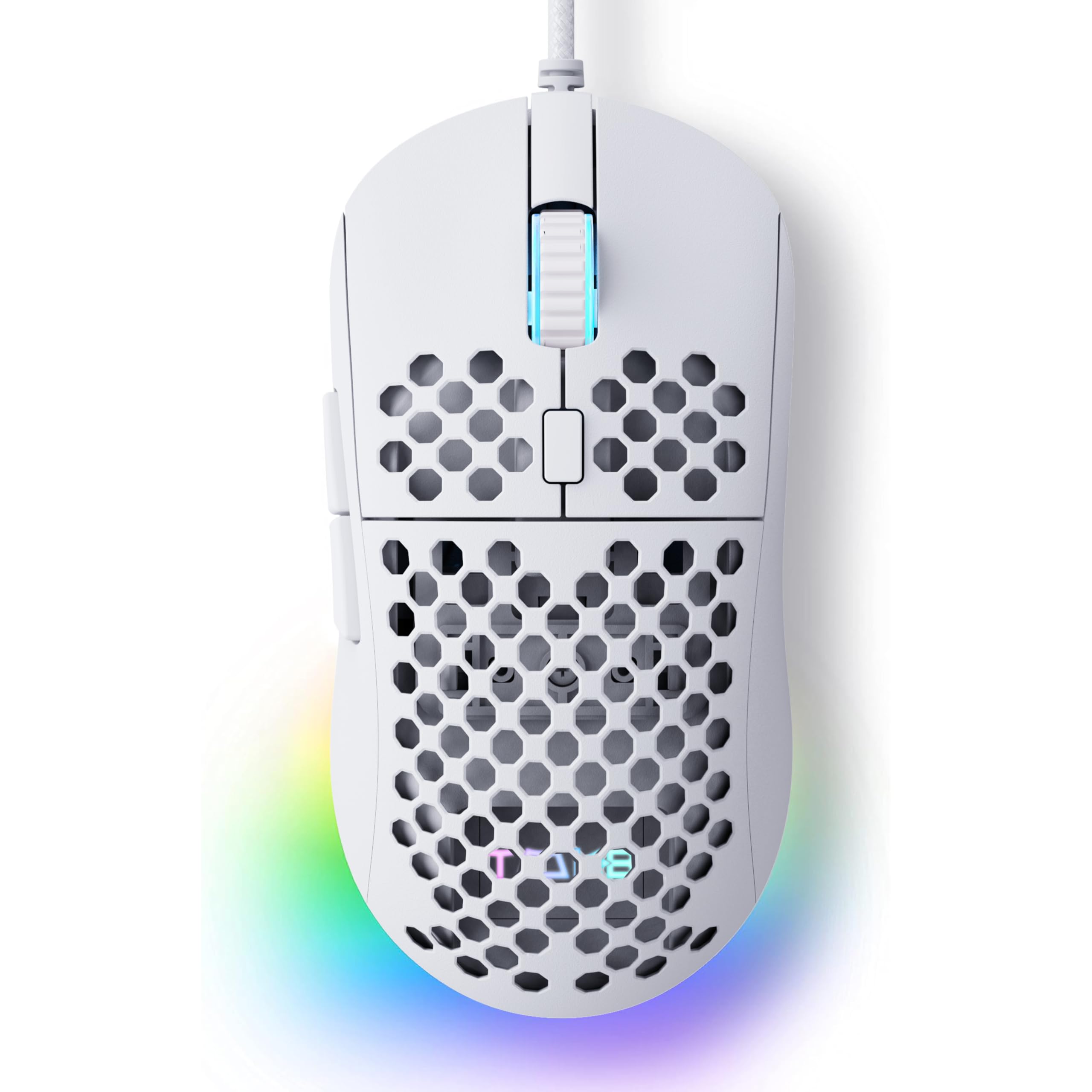 Dierya ×TMKB M1SE Gaming Maus mit 12800 DPI Optischer Sensor,Gaming Mouse 6 Programmierbare Tasten,Anpassbares RGB,Ergonomische PC Mouse-Weiß