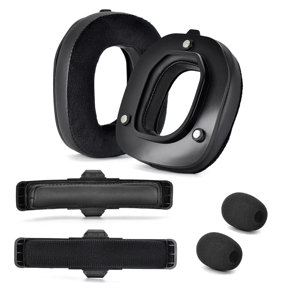 A50 Gen 4 Mod Kit - Ersatz Ohrpolster Stirnbänder für Astro Gaming A50 Kabelloses Headset Gen 4, Mikrofonschaum, Ohrpolster,A50 Gen 4 Zubehör,Dicke hinzugefügt(Schwarzes Protein+Samt)