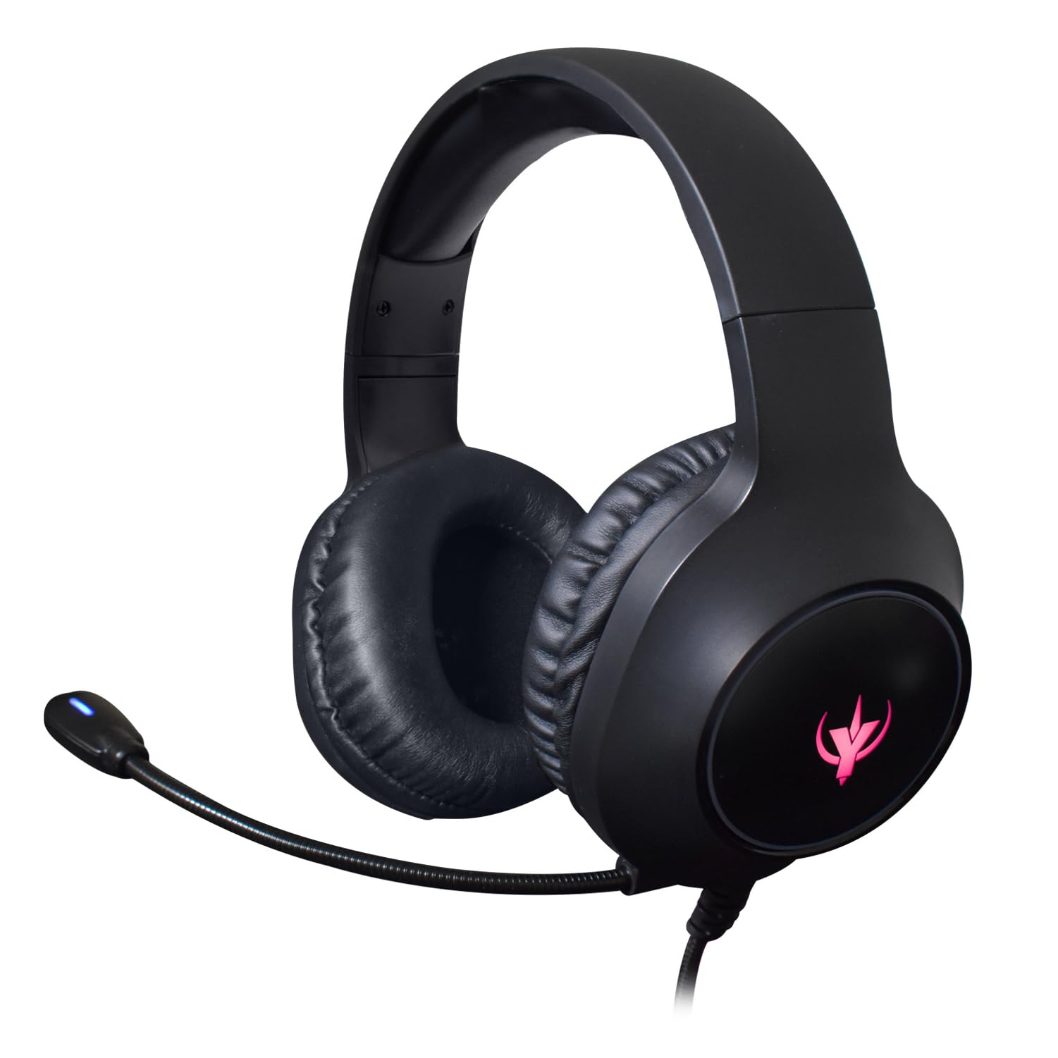 SPYCO - Impulse HE-121 Gaming-Headset, 50-mm-Audio-Treiber, 3.5 mm USB-Klinkenstecker, Omnidirektionales Mikrofon, RGB-Logo, Leicht, Für PC/Mac/Xbox One/PS4/Nintendo Switch, Schwarz, Kunstleder