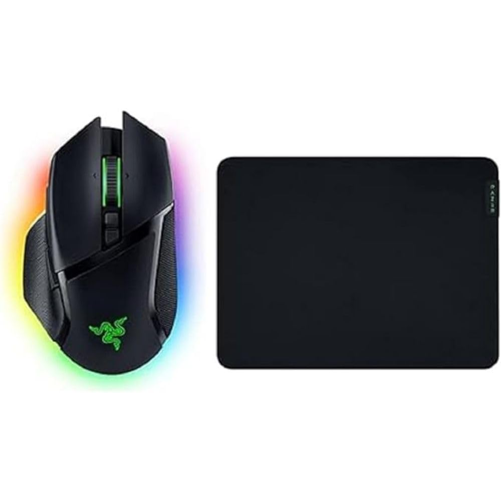 Basilisk V3 Pro - Kabellose Gaming-Maus (Razer HyperScroll Tilt Wheel, Focus Pro 30K Optischer Sensor, HyperSpeed Wireless) - Schwarz & Gigantus V2 Medium - Weiches Gaming-Mauspad - Schwarz