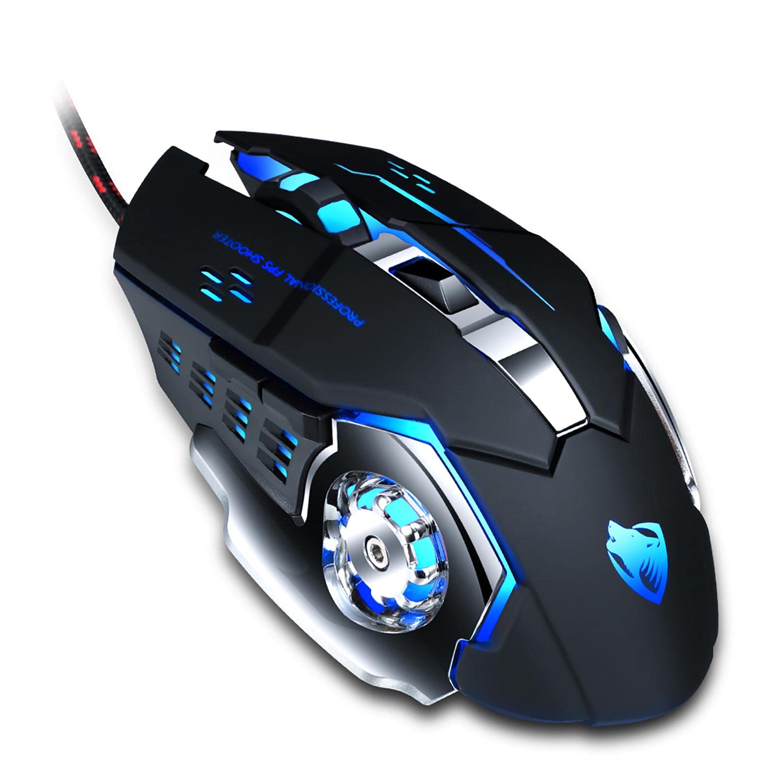 ✅ MOUSE GAMING RGB LED Programmierbare Präzises Metall verkabelt 6 Tasten ergonomisch beleuchtete Laptop PC V6 Gaming Zubehör Maus schwarz ✅