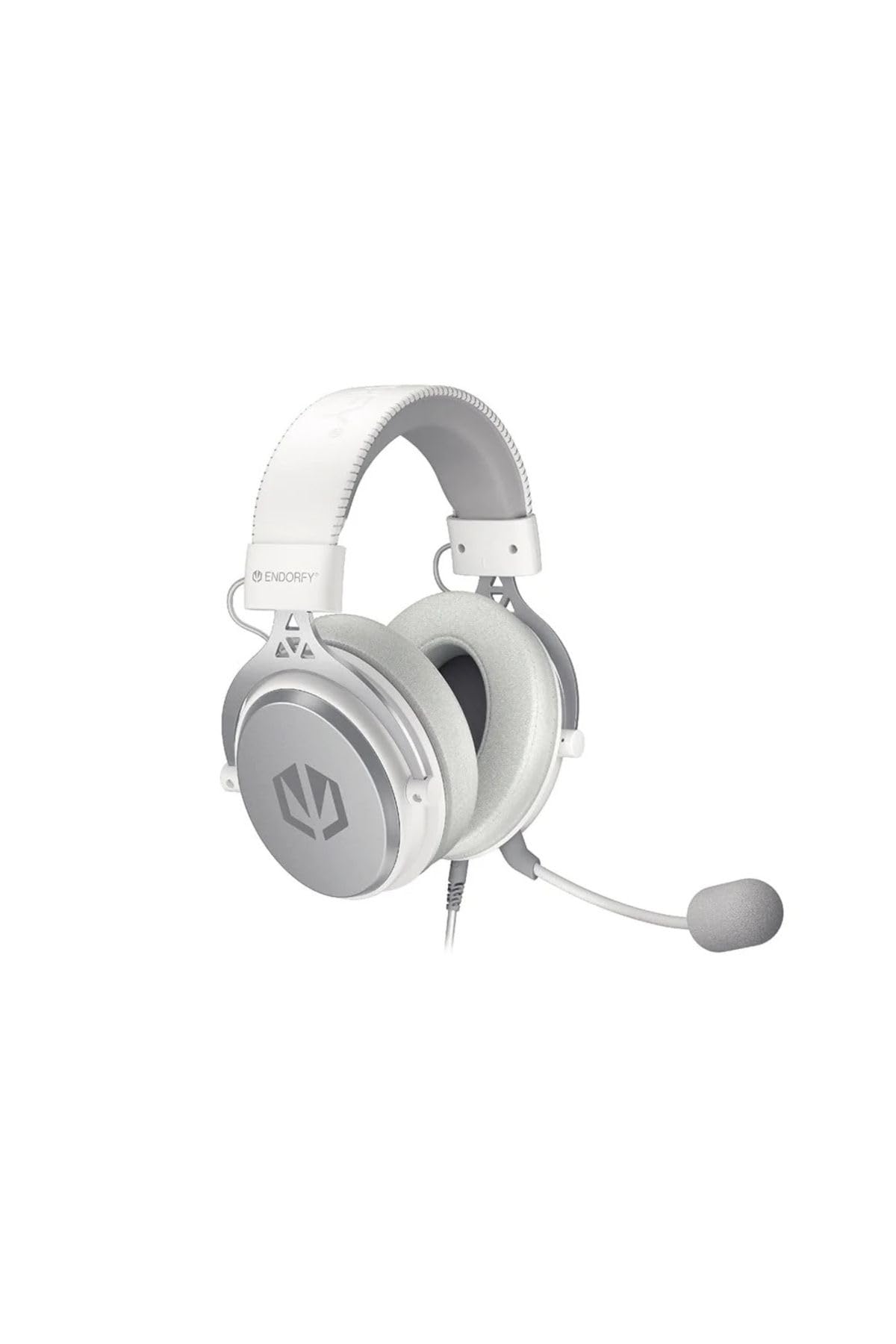 ENDORFY VIRO Onyx White, Gaming Over-Ear-Kopfhörer, abnehmbares Mikrofon, Langlebiger Aluminiumrahmen, Weiche Ohrpolster aus Memory-Schaumstoff, 53 mm Treiber