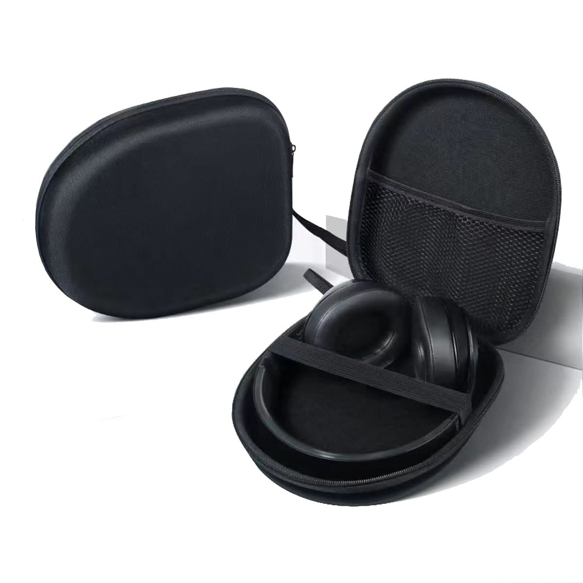 Over Ear kopfhörer Tasche | Headset Hartschalen Aufbewahrung Ohrhörer Schutztasche Case, 21 x 19 x 6cm (Schwarz)