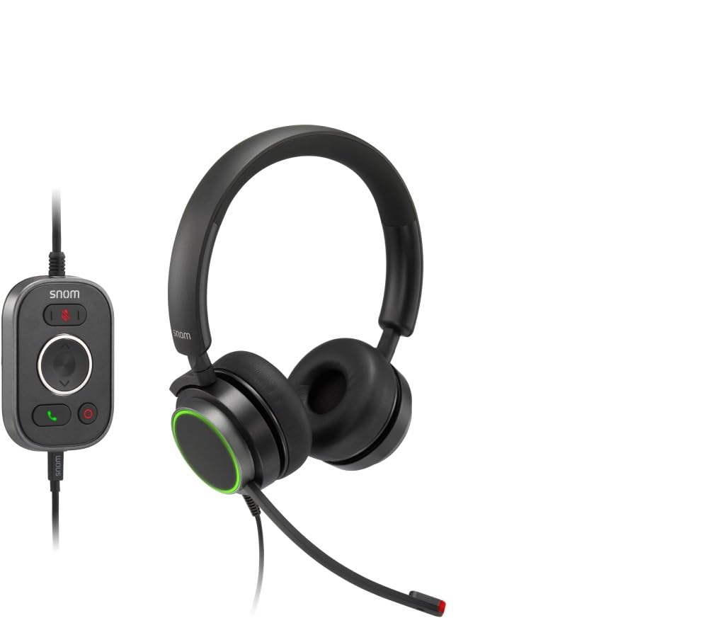 Snom A330D Kabelgebundenes Over-Ear-Headset - Headset Mit Mikrofon Kabellos, Kopfhörer Kabel, Gaming Headset Wireless Mit Mikrofon & Passiver Geräuschunterdrückung - Telefon 00004598