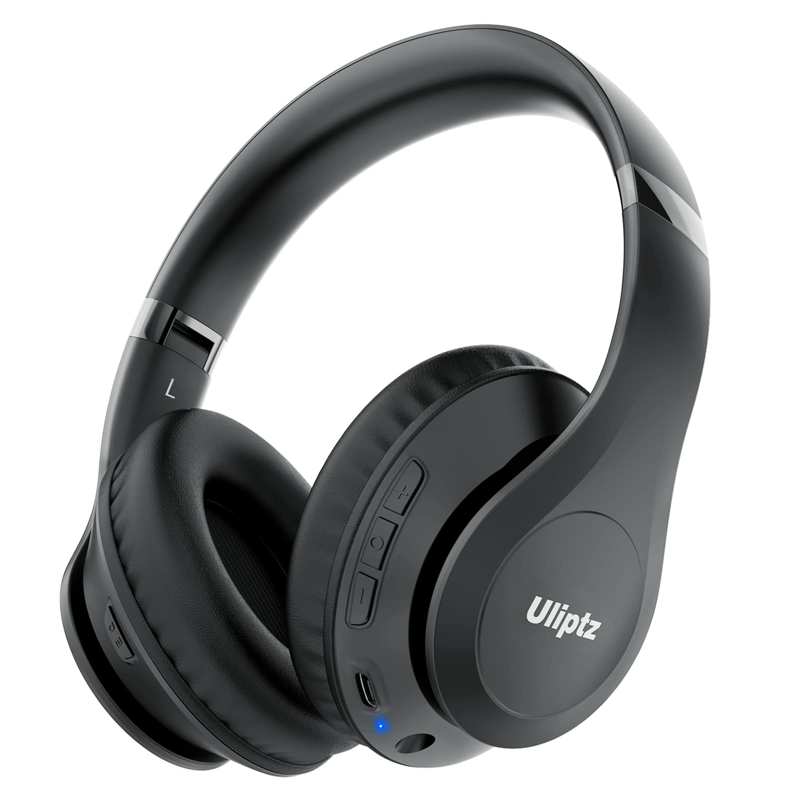Uliptz Bluetooth Kopfhörer Over Ear, 65 Stunden Spielzeit Kopfhörer Kabellos mit 6 EQ-Modi, HiFi-Stereo Faltbares Bluetooth 6.0 Wireless Headphones für Reisen/Büro/Handy/PC (Schwarz)