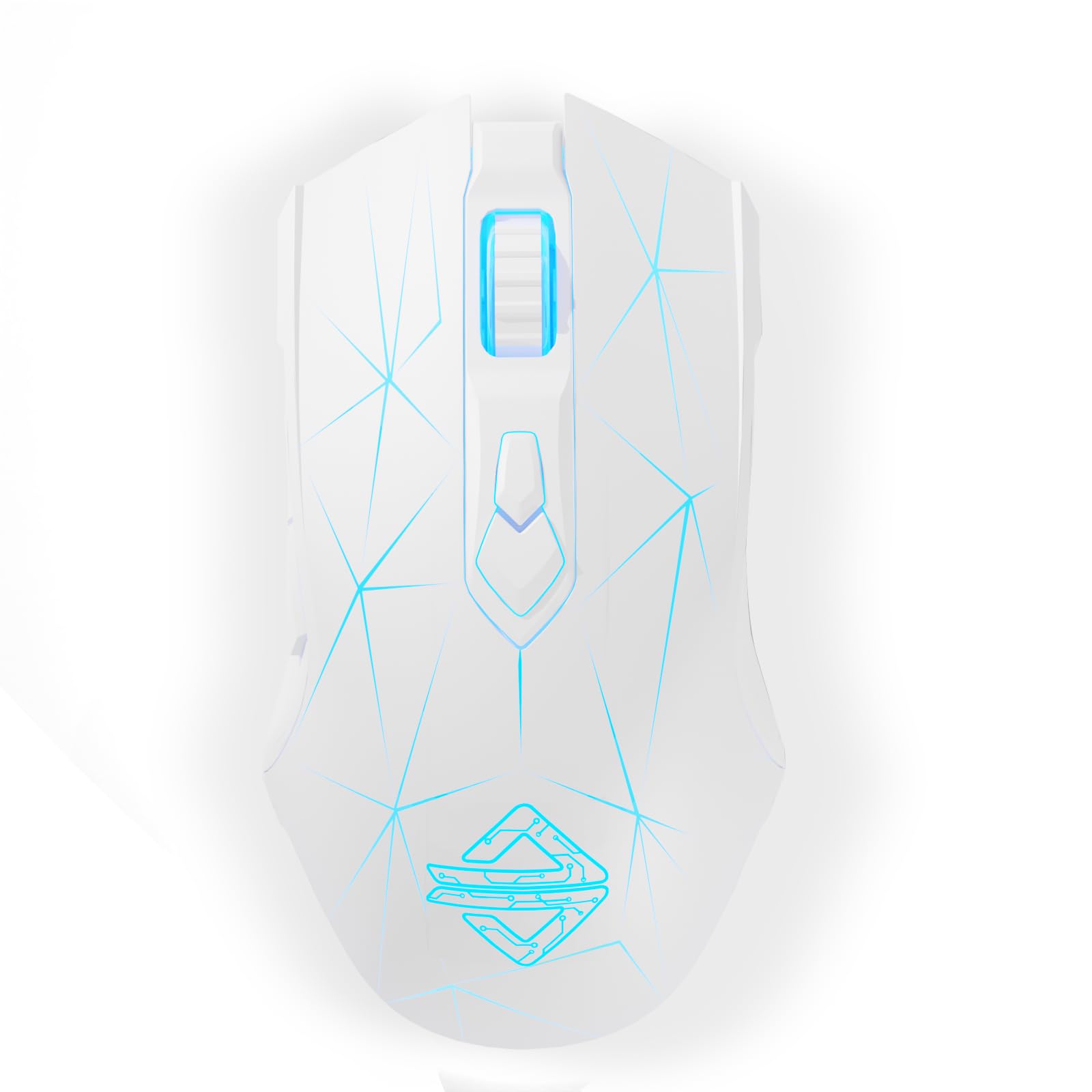 AJ52PRO Wireless Gaming Maus, 10K DPI Sensor, Tri Mode, kabellos - RF2.4G/BT5.0/USB Wired, Rainbow Beleuchtung, 8 Programmable Tasten, Ultraleicht Wiederaufladbare für PC/Mac-Weiß