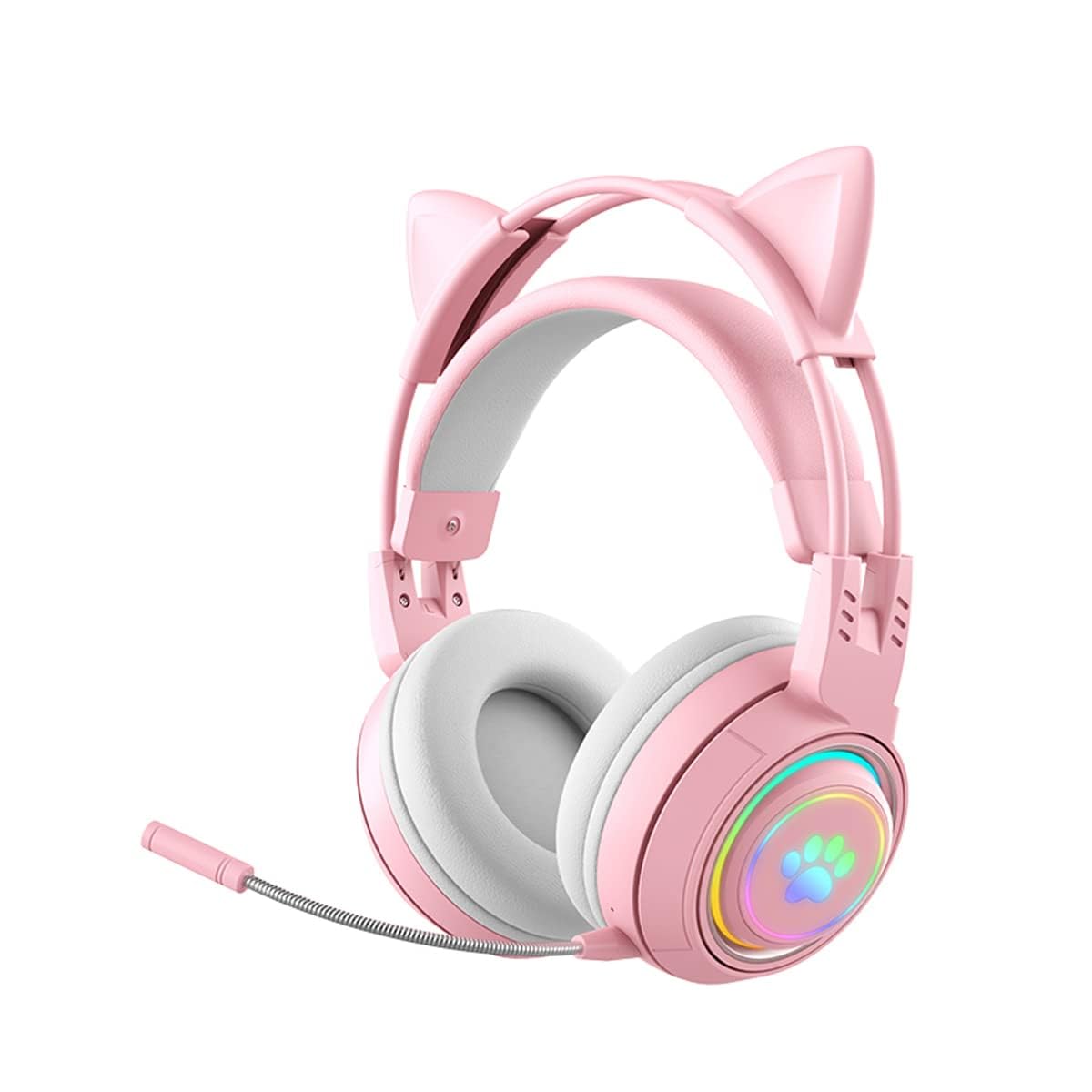 Kinder Bluetooth kopfhörer, Katzenohr Bluetooth Kopfhörer mit RGB Licht, Bluetooth 5.3 Stereo-Gaming-Headset, Over-Ear-Kopfhörer mit 50 mm Treiber für Kinder und Erwachsene