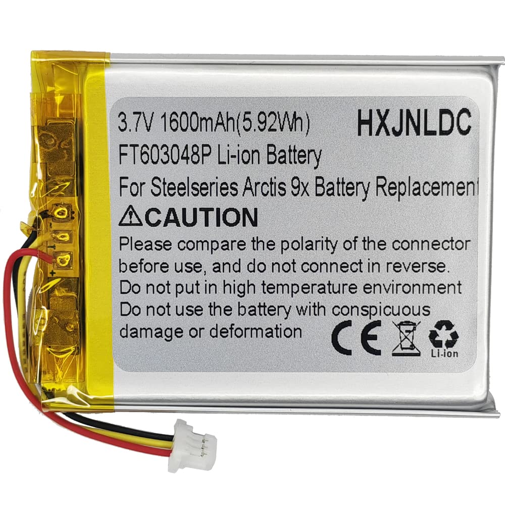 DC 3.7V 1600mAh FT603048P Wiederaufladbare Li-Ionen Polymer Batterie für Steelseries Arctis 9X Wireless Gaming Headset Battery Replacement und DIY 3.7-5V elektronische Produkte Batterieaustausch