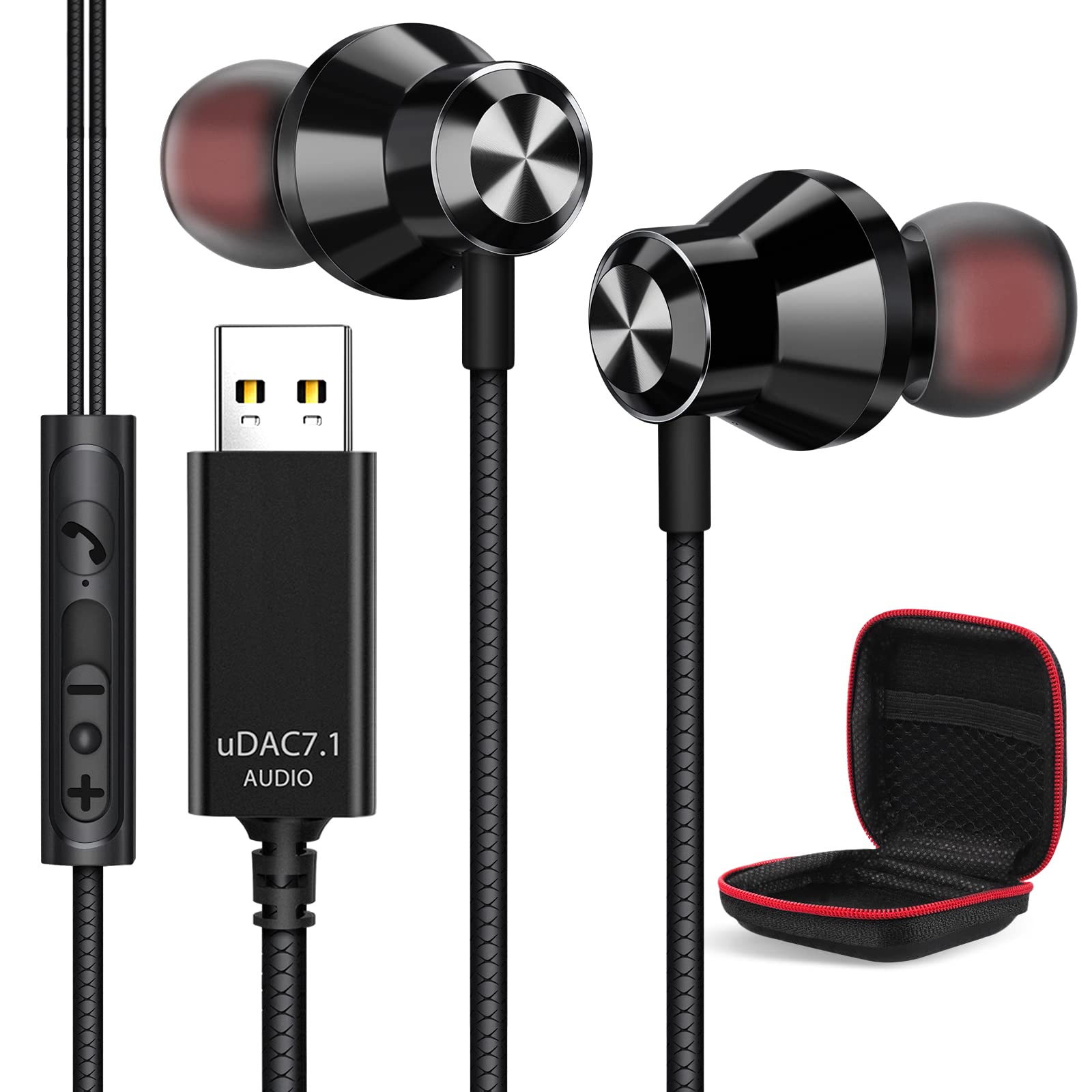 PC-Headset mit Mikrofonen, Geräuschunterdrückung USB-Headset für Notebook, Gaming Kopfhörer USB A mit Audio-Steuerung, Stummschaltung, Headset für leichte Spiele für Büro Live-Übertragung PS 4 PS 5