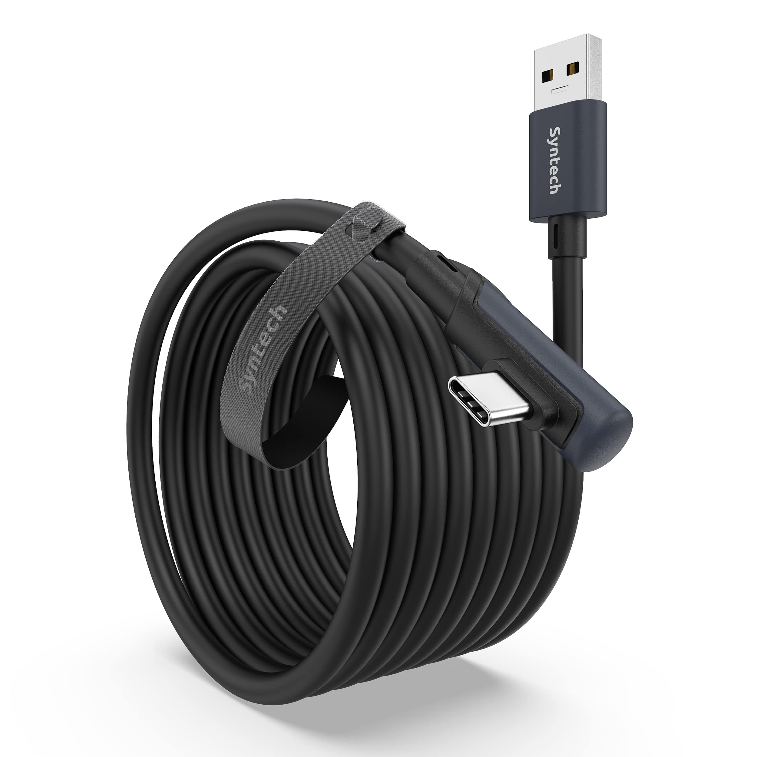 Syntech Link Kabel 5M, Kompatibel mit Oculus Meta Quest 3/3S, Quest2/1/Pro und Pico 4, PC Steam VR Zubehör, High Speed Datenübertragung, USB 3.0 zu USB C Kabel für VR und Gaming PC, Schwarz