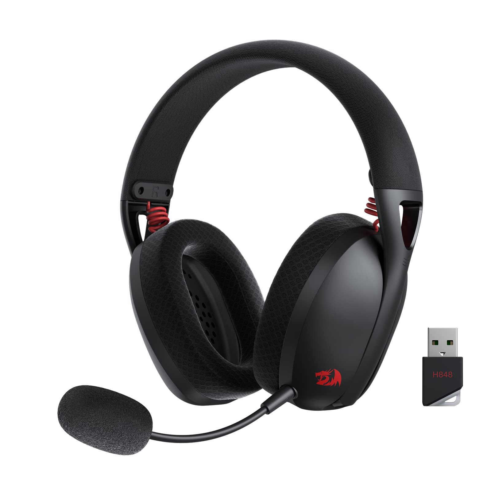 Redragon H848 BT Drahtloses BT-Gaming-Headset – Leichtgewichtig – 7.1 Surround Sound – 40 mm-Treiber – Abnehmbares Mikrofon – Multiplattformen für PC, PS5/4/3, Switch, Handy