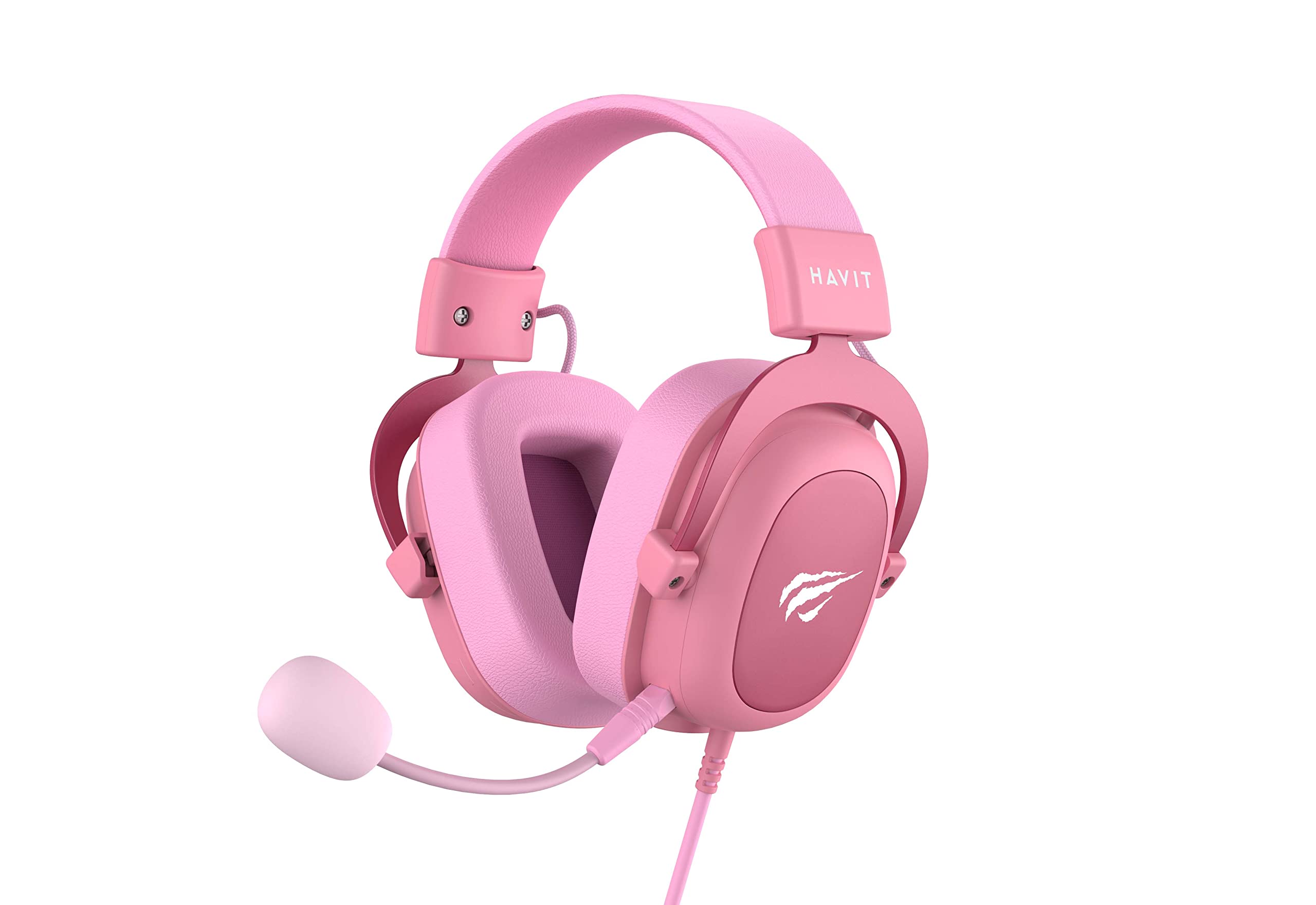 Havit H2002D GAMENOTE Gaming Headset mit Mikrofon - Gaming Kopfhörer mit Kabel - Hochmagnetische 50-mm Treiber für Surround-sound - Kompatibel mit PS4, Xbox, PC & Laptop - Pink Headset