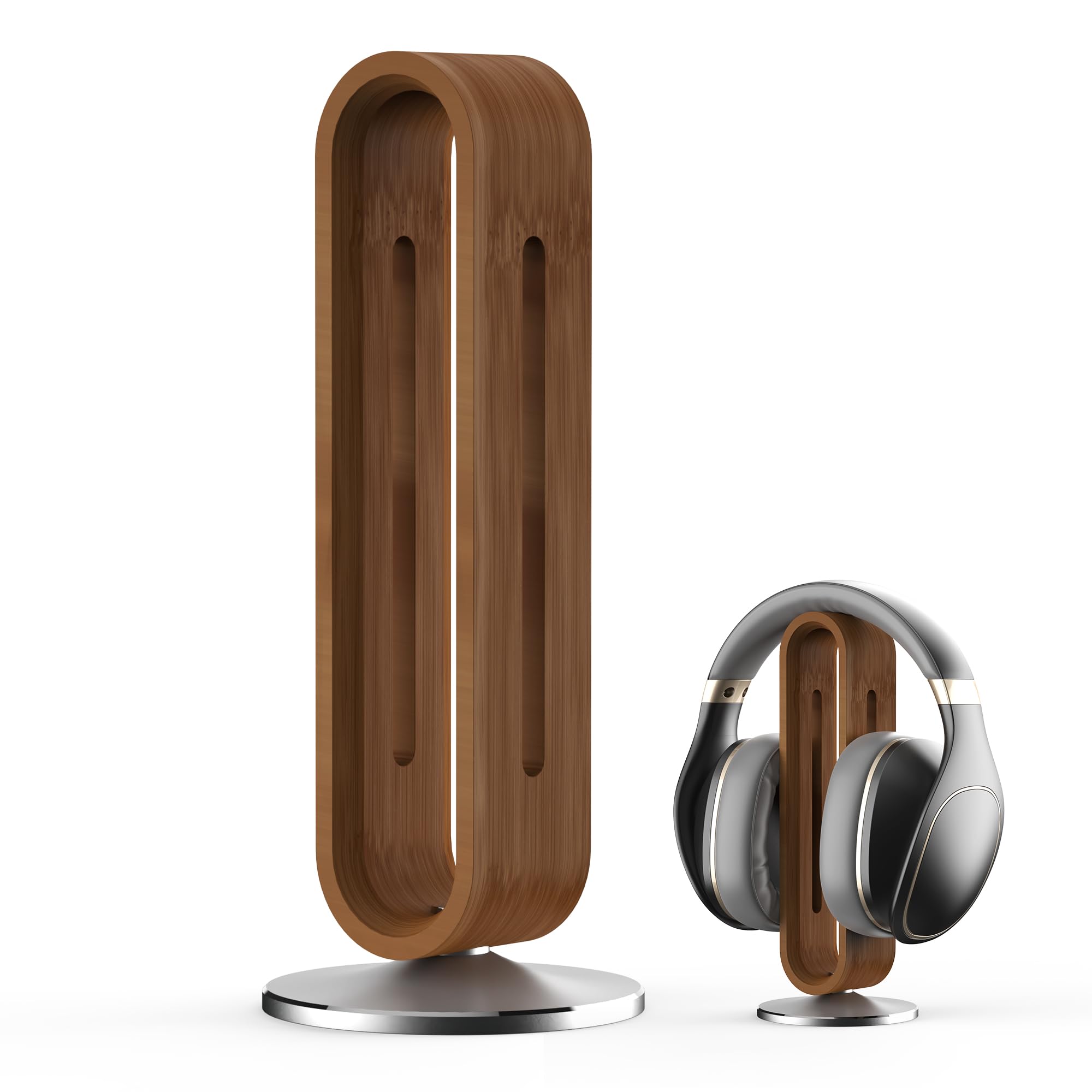 Kopfhörer Ständer Holz Schreibtisch - U-Form Headset Halterung - Aluminium Gaming Kopfhörer Aufbewahrung - Universal für Sennheiser Bose Sony Airpods Max - Tisch Organizer Accessoire