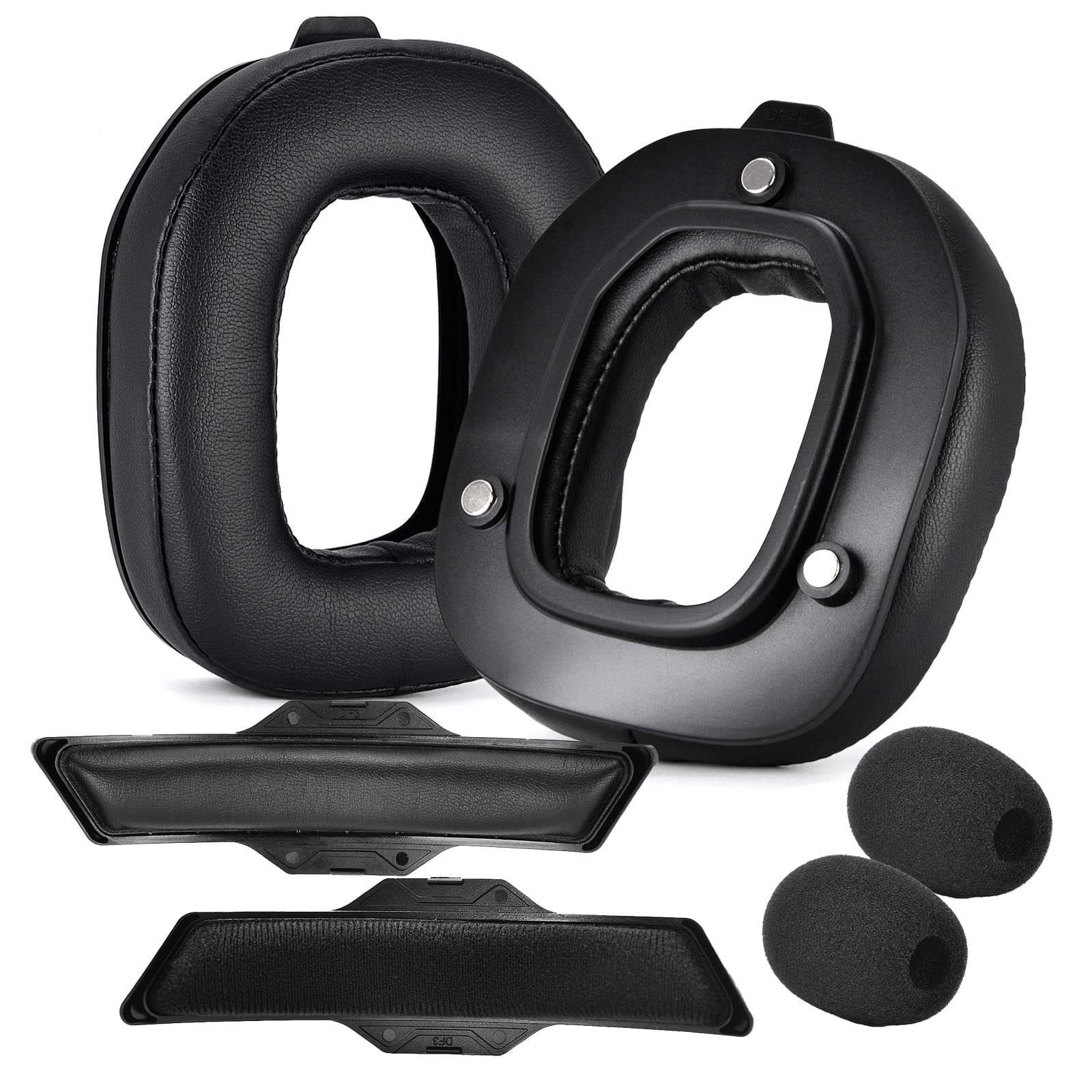 A50 Gen 3 Mod Kit - Ersatz Dickere Ohrpolster Stirnbänder & Schaumstoff für Astro Gaming A50 Wireless Headset Gen 3, Ohrpolster/Cups/Pads, Zubehör mit Magnetclips (Schwarz Proteinleder)