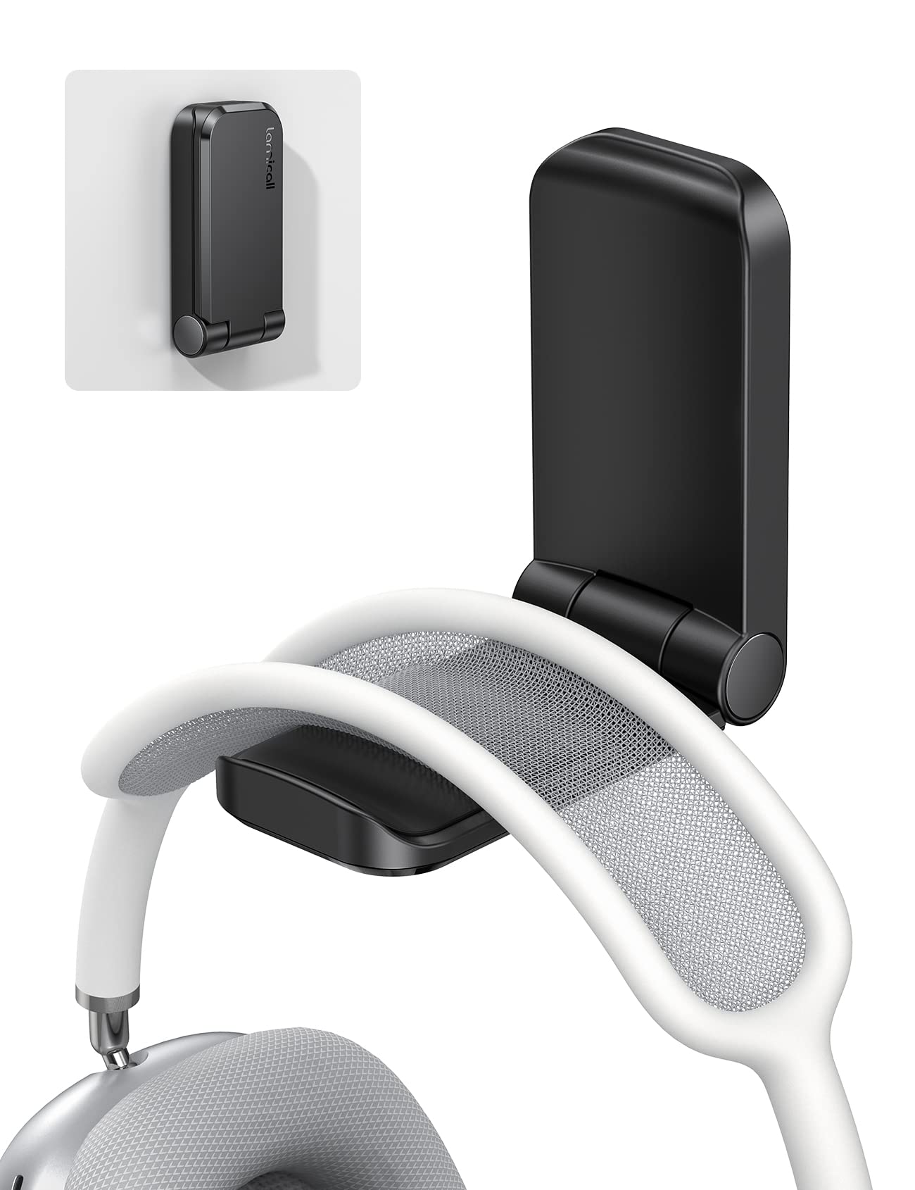 Lamicall Headset Halterung, Kopfhörer Ständer - Magnetische Faltbar Kopfhörerhalter, Universal Selbstklebend Kopfhörer Haken für Over Ear Kopfhörer, Gaming Headset Zubehör - Schwarz