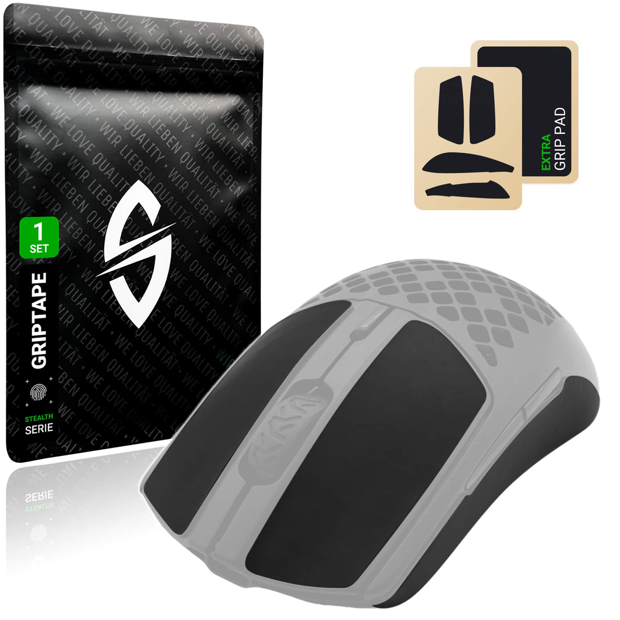 SensoryBoost Maus Grip Tape – kompatibel mit Steelseries Aerox 3 (inkl. Zuschnitt-Pad) Schweißabsorbierend, extrem rutschfest & Ultradünn (0,5 mm) – Rückstandsfrei – Gaming Zubehör