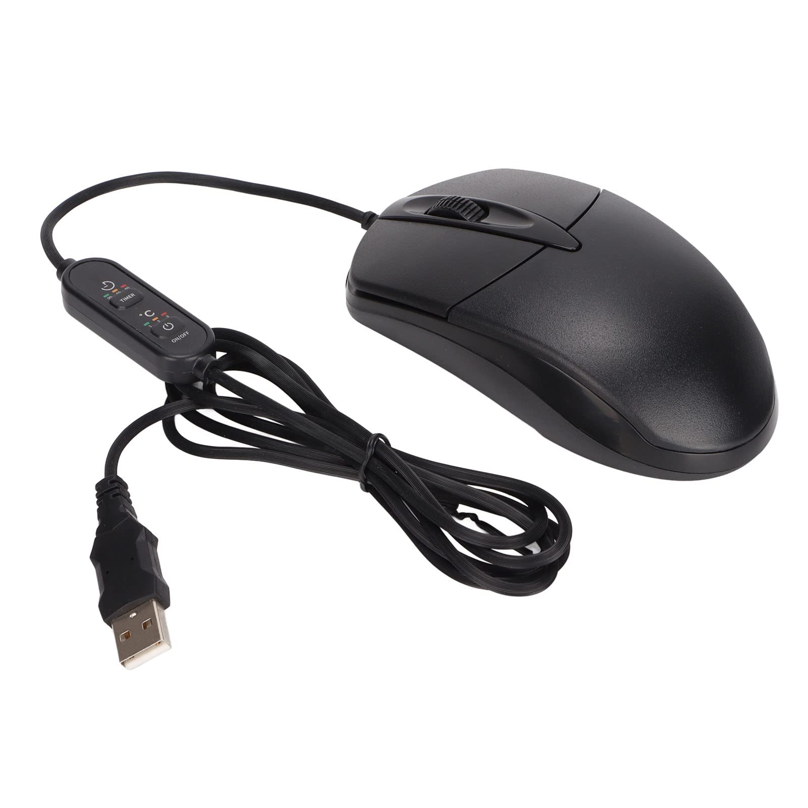 beheizte computermaus,Tbest Beheizte Maus,Beheizbare Maus,Warme Maus Pc-Maus Beheizte Maus 3 Stufen Einstellbar Schwarz Ergonomische 1600 DPI Kabelgebundene Heizungsmaus Für Windows Für Os X-System De