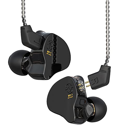 Yinyoo CCZ Melody KopfhörerYinyoo Hybrid 1ba 1DD HiFi in Ohrmonitoren, Deep Bass Leichtes In-Ear-Kopfhörer-IEM mit 4N-Kabel für Musiker/Schlagzeuger/Bassist/Gitarrist(Schwarz, ohne Mikrofon)