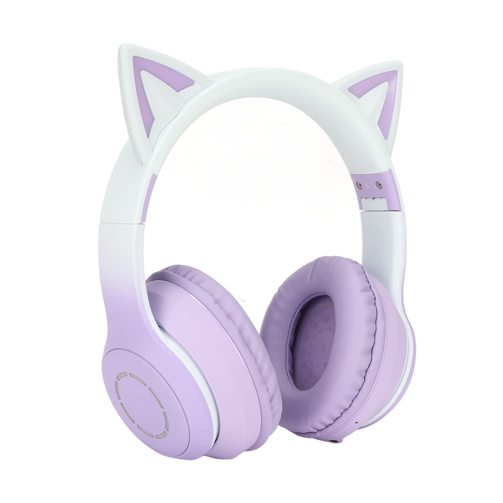Focket Bluetooth Kopfhörer, Cat Ear Kopfhörer mit Mikrofon, 7 LED Light Up Wireless Kopfhörer mit Lautstärkeregler, faltbares Gaming Headset für Kinder Erwachsene 15H Spielzeit PC TV Lapt (Lila)