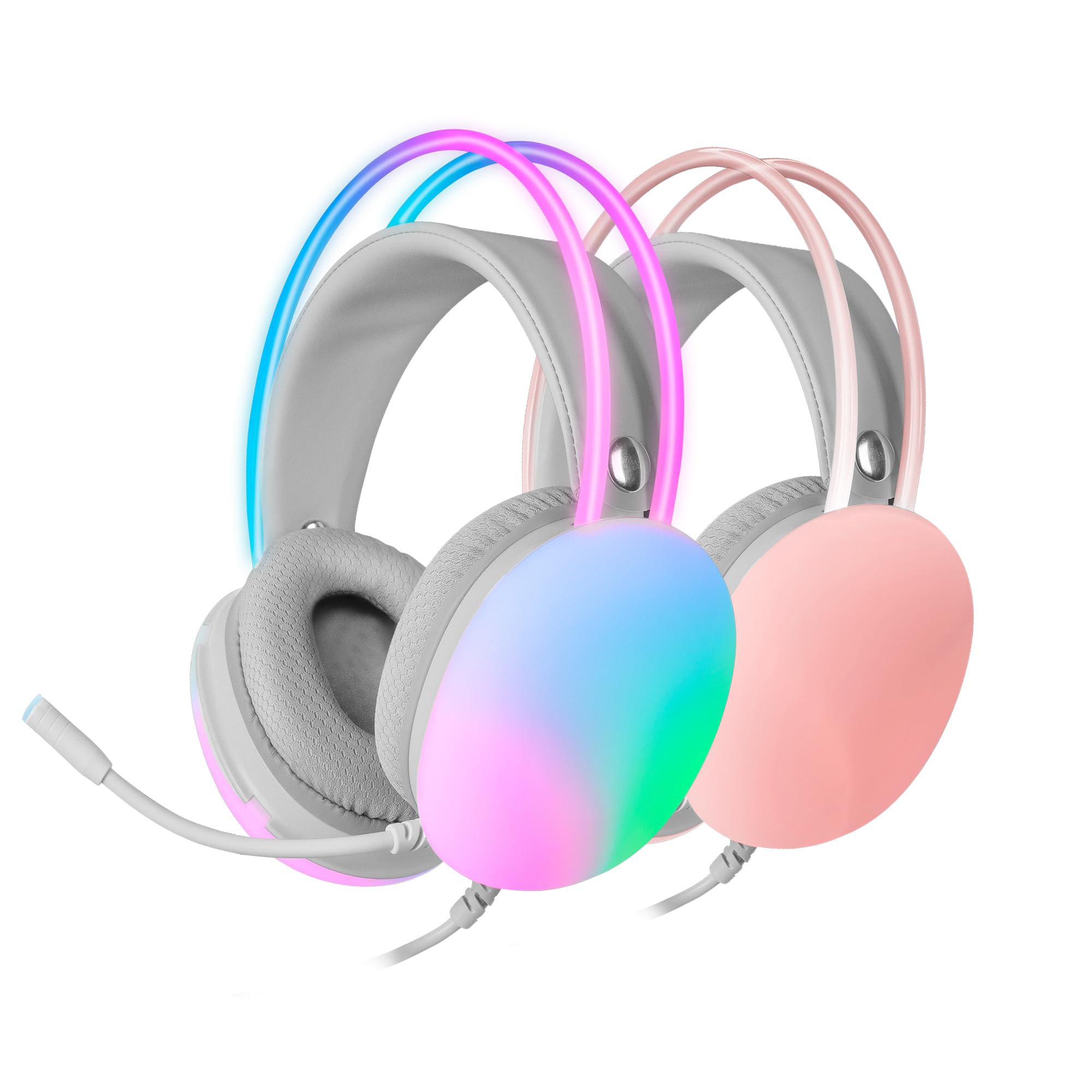 Mars Gaming MH-Glow, 360° Full Chroma RGB Flow Headset, Geräuschunterdrückendes Mikrofon, Ultralight, Memory-Foam, Windows/PS4/PS5/XBOX Series X|S/ONE/Mac/Switch/Switch 2/Smartphone/Tablet, Rose