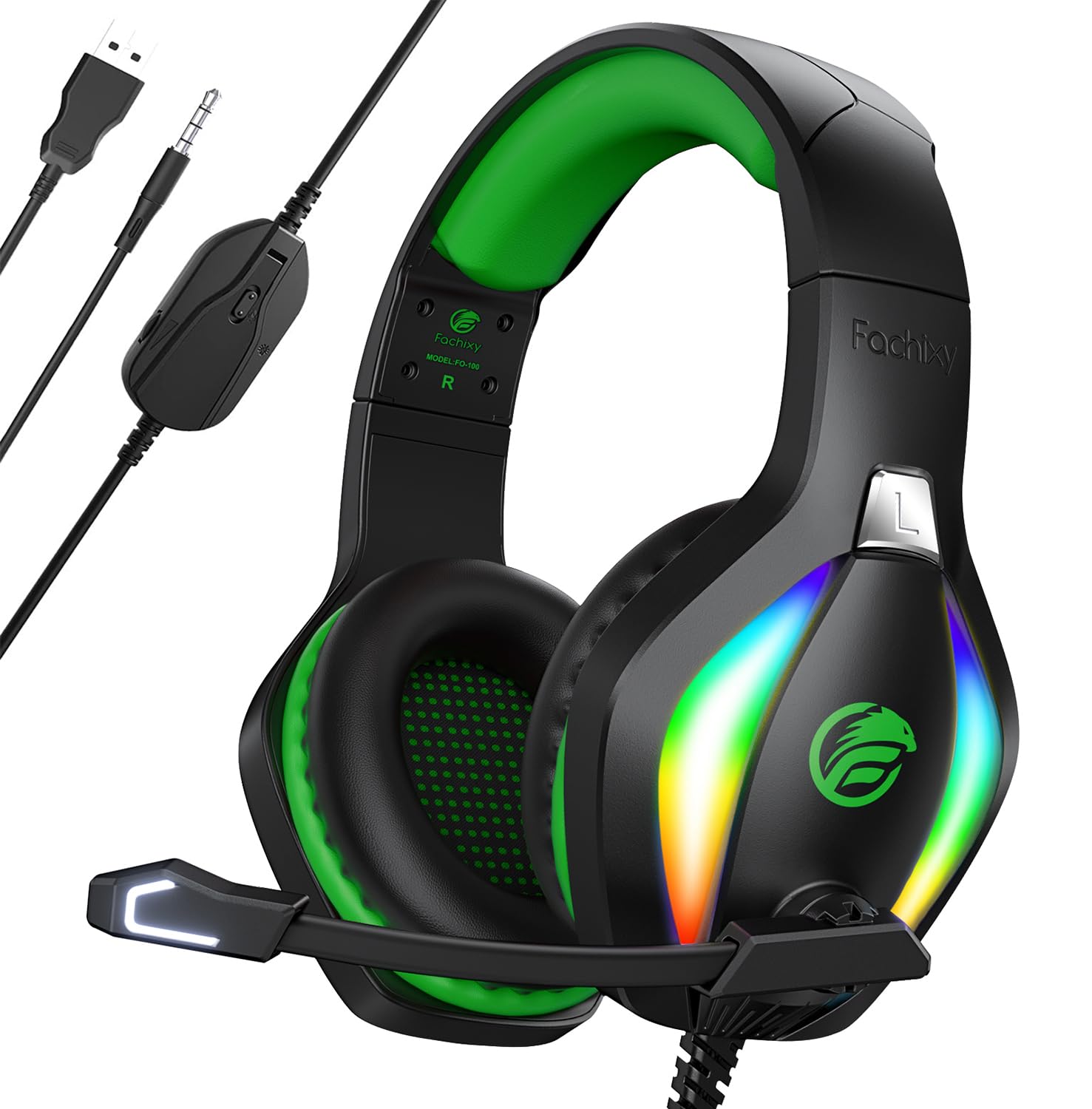 Fachixy FC100 Gaming Headset für PS4, PS5, PC, Xbox, Switch, Gamer Headset mit Mikrofon, Gaming Kopfhörer mit Mikrofon, Noise Cancelling Kopfhörer mit 3,5 mm Klinke