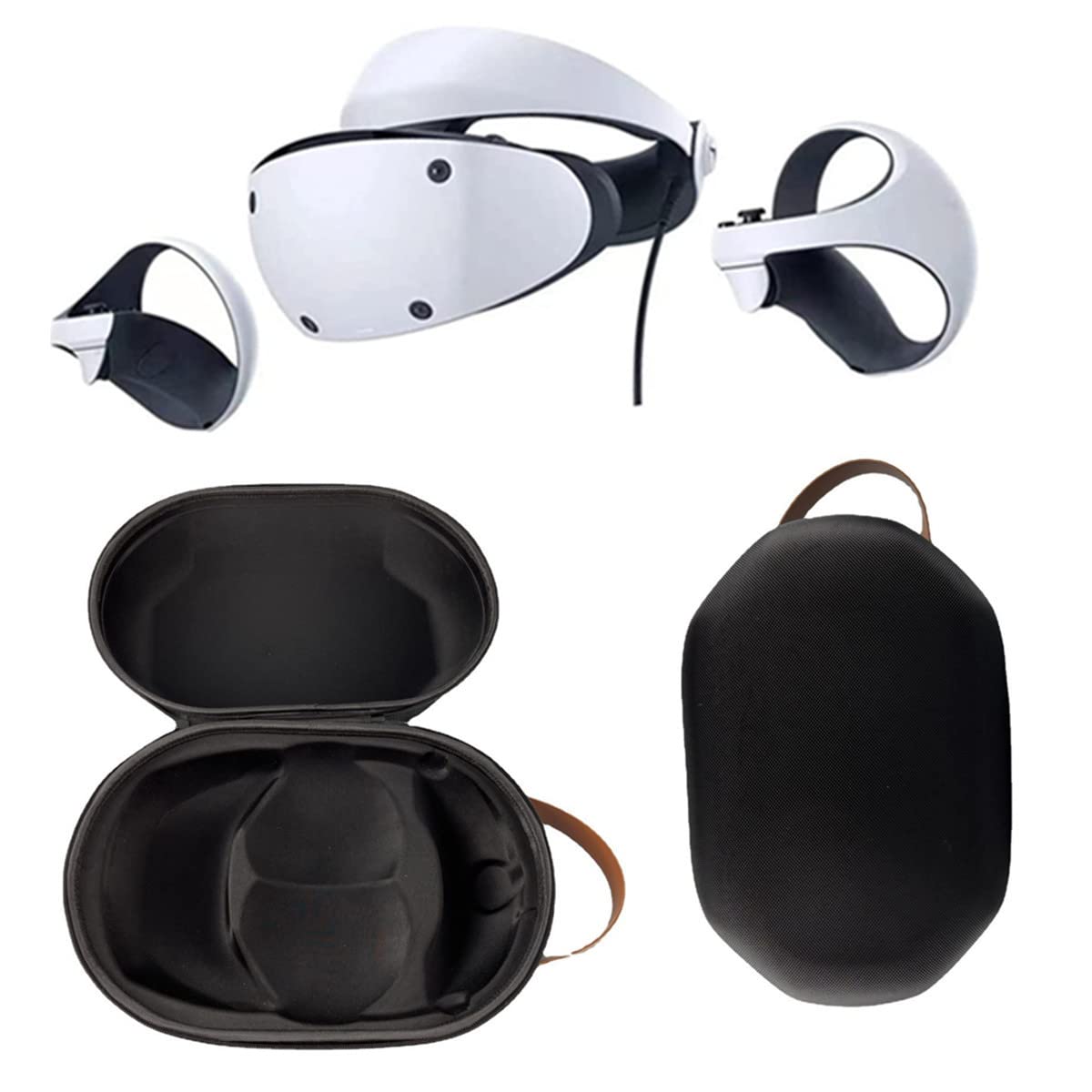 Hart schalenkoffer für Playstation VR2 All-in-One VR Gaming Headset und Touch Controller, tragbare Reisehülle Aufbewahrungstasche mit Schultergurt（PS VR2, Schwarz） VR2