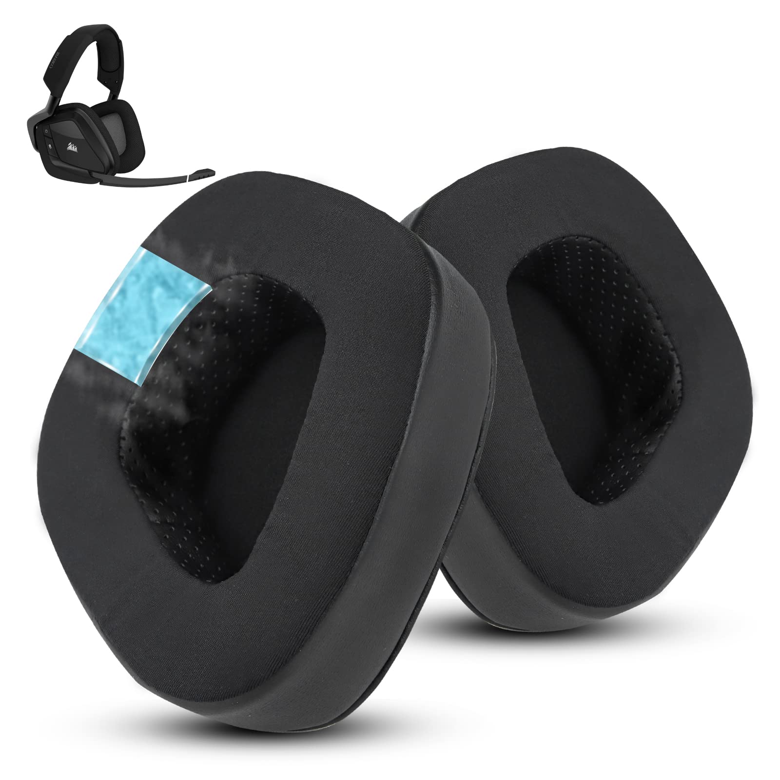Kühlgel-Ohrpolster für Corsair Void Pro/Elite/RGB/SE/USB/Void v2/Wireless – Kühl und verbesserter, kompatibel mit Void Pro RGB, Void Elite RGB, Void Surround (Schwarz)