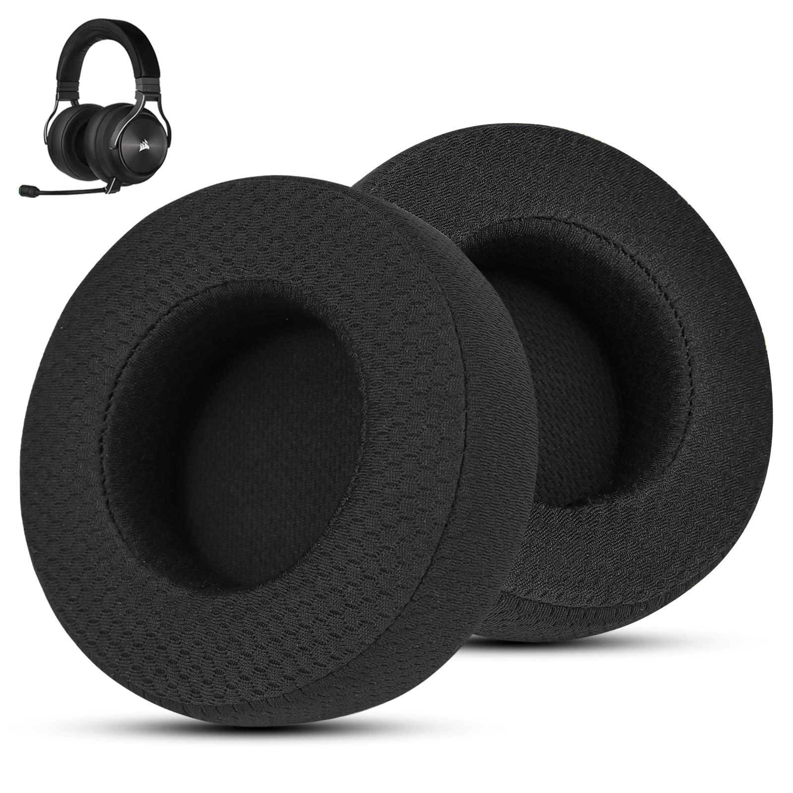 Hochwertige Ersatz-Ohrpolster für Corsair Virtuoso – Überragender atmungsaktives Material, kompatibel mit Virtuoso RGB Wireless/SE/XT (Schwarz)
