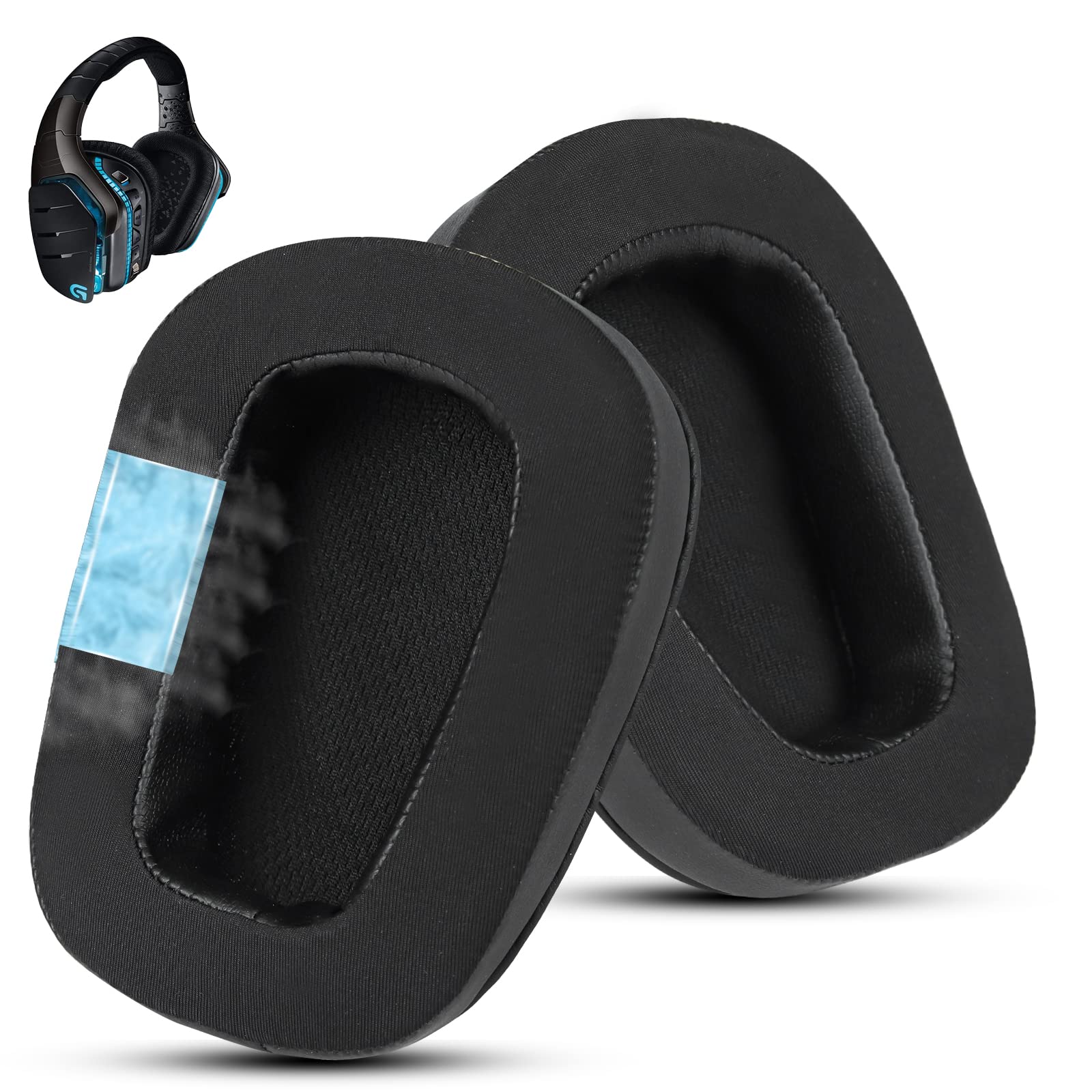Kühlung Gel Ersatz Ohrpolster für Logitech G933 Gaming Headset, auch passend für G35 G935 G930 G635 G633 G633S G533 G430 G431 G432 G433 G332 G230 G231 G233 Headset（Schwarz）