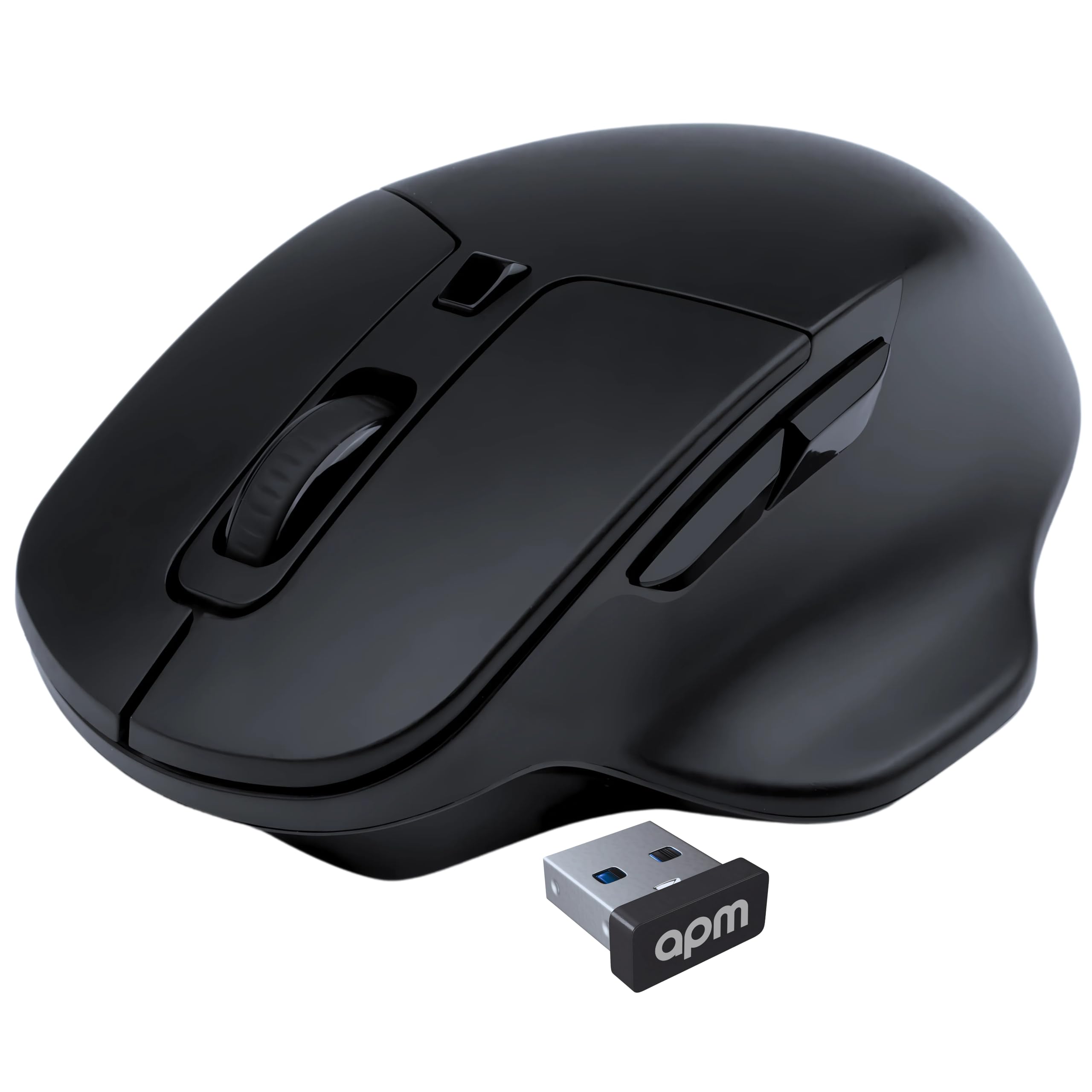 APM Flow Ergonomische Maus, kabellos, leise, horizontale Ergonomie, USB-Empfänger, DPI 800/1200/1600, 6 Tasten, inklusive Batterie, kompatibel mit PC Windows Mac Laptop, 571172