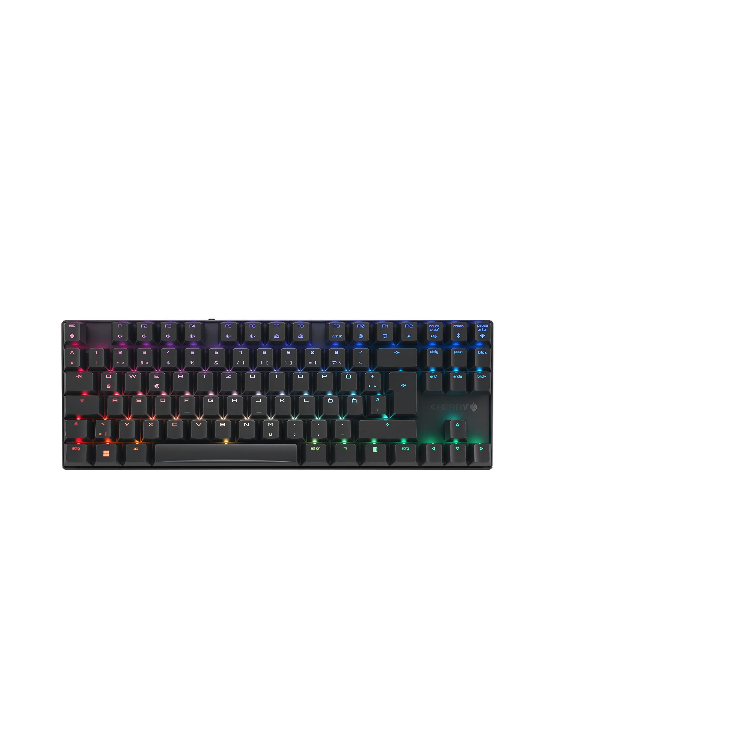 CHERRY MX 8.2 TKL Wireless, Kabellose Gaming-Tastatur ohne Nummernblock, Deutsches Layout (QWERTZ), mit Metallkoffer für Transport, MX RED Switches, Schwarz