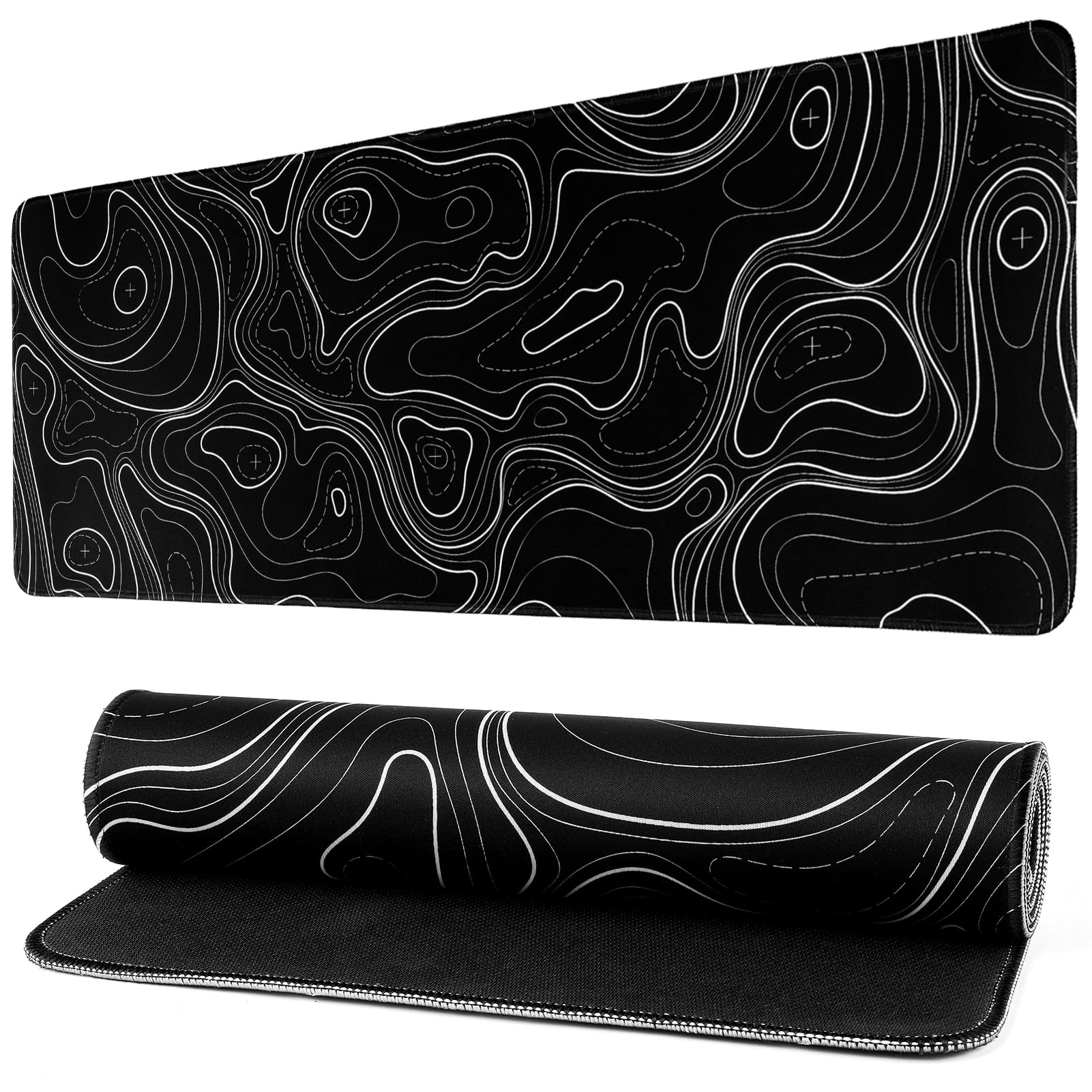 Mauspad XXL Erweiterte Große Maus Pad ,Gaming Mouse Schreibtisch Pad, 31.5x11.8inch Lange Tastatur Matte Mousepad 3mm Rutschfester Basis und genähter Rand (Schwarze Karte, Extended )