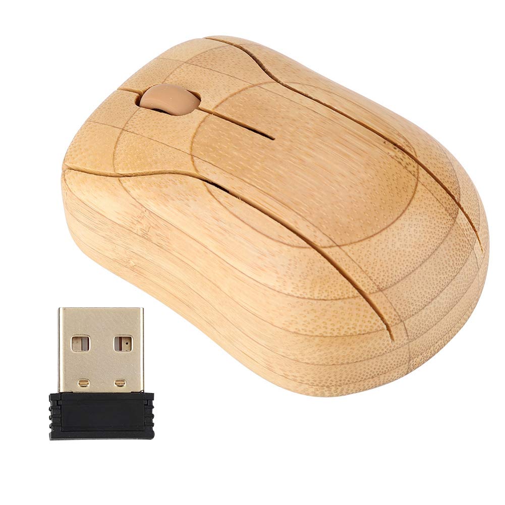 Dioche Kabellose Maus, 2,4 GHz Bambus Kabellose Optische Maus PC Laptop Computer Holz Geeignet für 95/98/2000 / ME/XP/NT