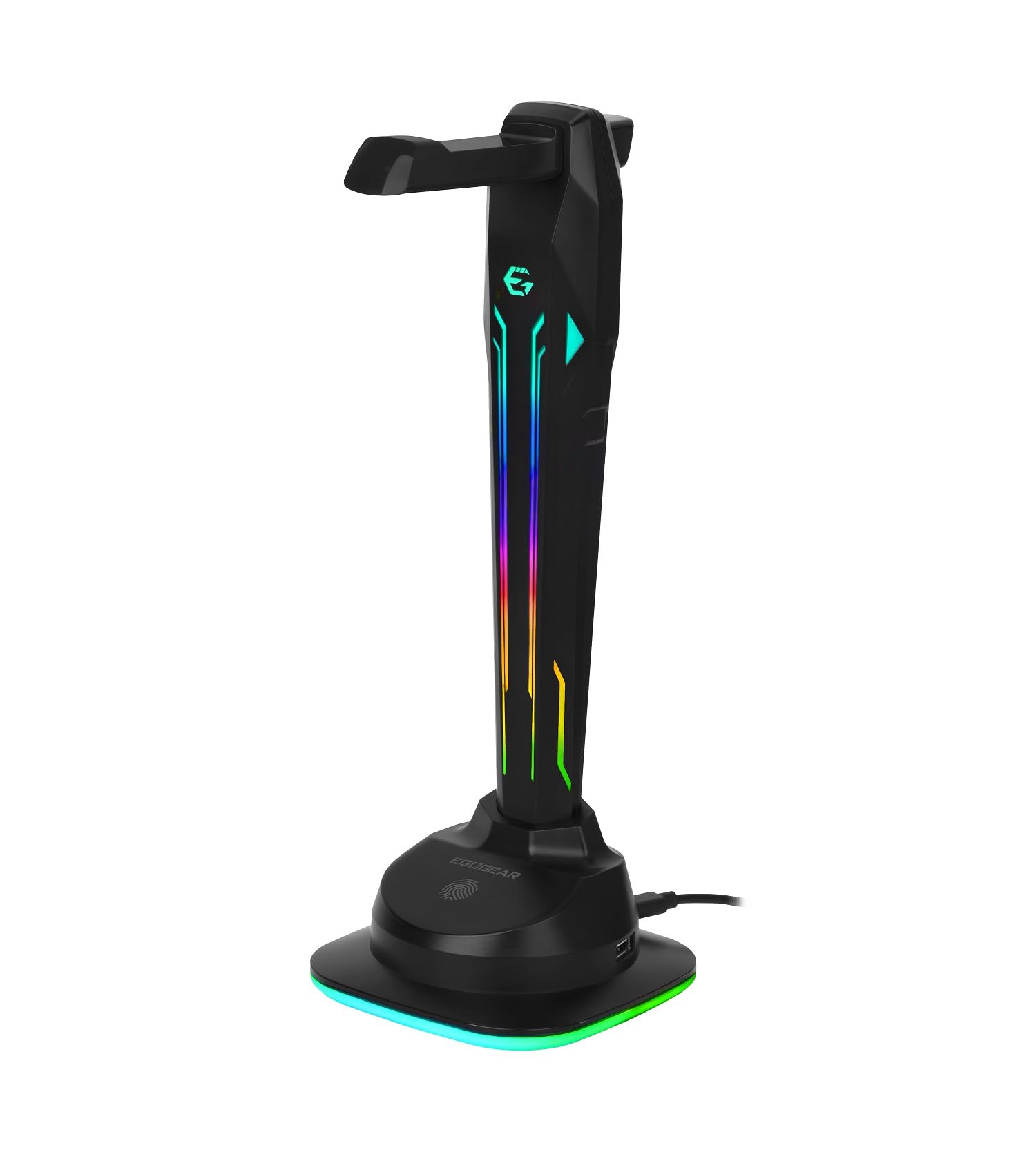 SAC1 - Universal Gaming Headset Stand - 4 USB 2.0 Ports - 6-in-1 Touch RGB Lighting - Non-Slip Rubber Base