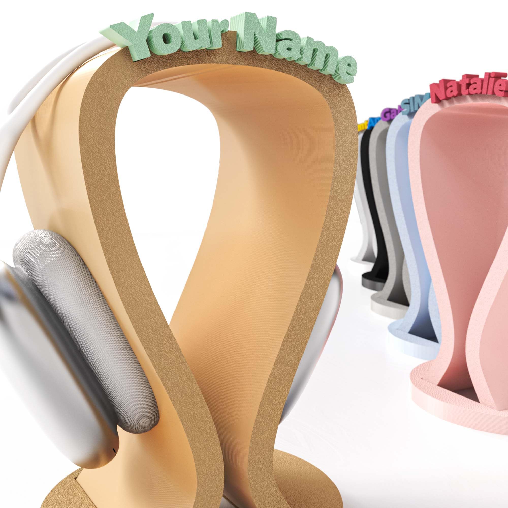 Kopfhörerständer mit Wunschtext | Personalisiert | Headset Halter für Over-Ear-Kopfhörer | Gaming & PC Zubehör, Geschenkidee für Gamer & Technik-Fans