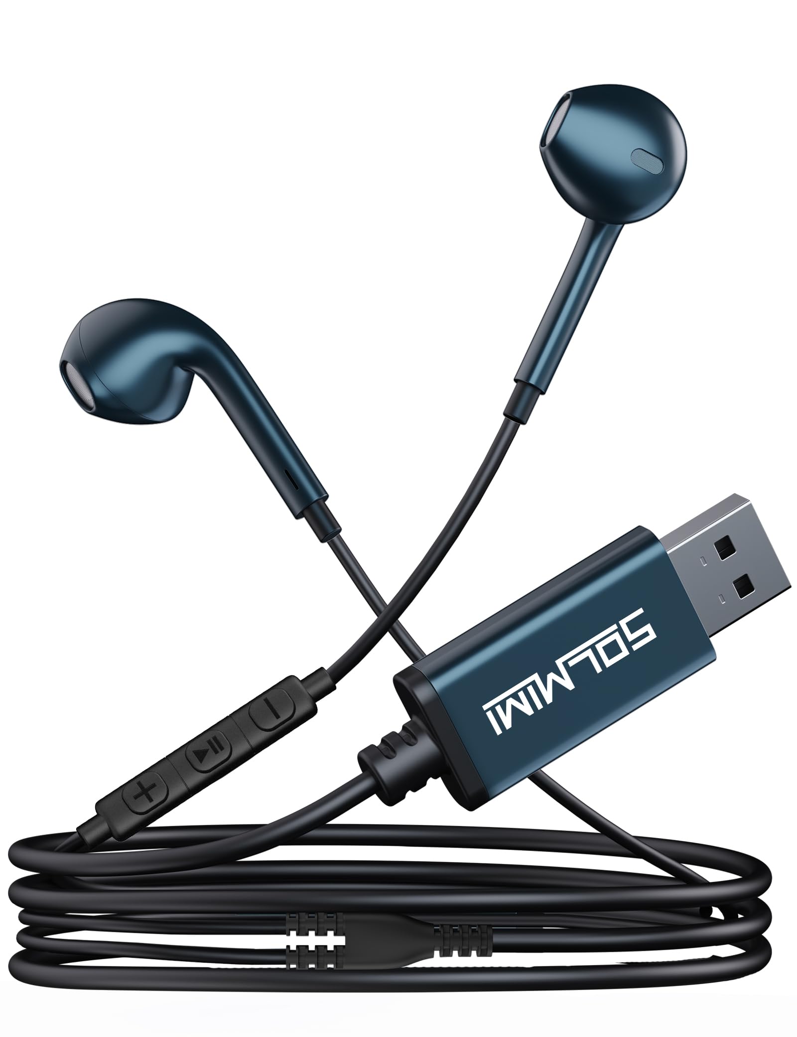 USB In Ear PC Headset mit eingebautem Mikrofon Lautstärkeregler USB Kabelgebundener Gaming Kopfhörer für PC PS4 PS5 Laptop Desktop Chromebook Home Office Online Courses Skype Zoom - 2m