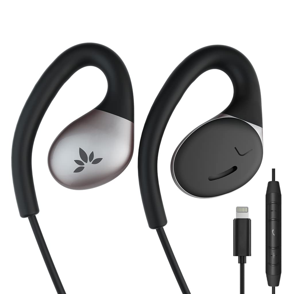 Avantree Resolve (Klein-Mittel) – Kabelgebundene Open-Ear Kopfhörer mit Mikrofon & Über-Ohr-Haken, für Frauen, Kinder & Junge Männer mit kleinen Ohren, ideal für Büro, Outdoor & Zuhause, Lightning