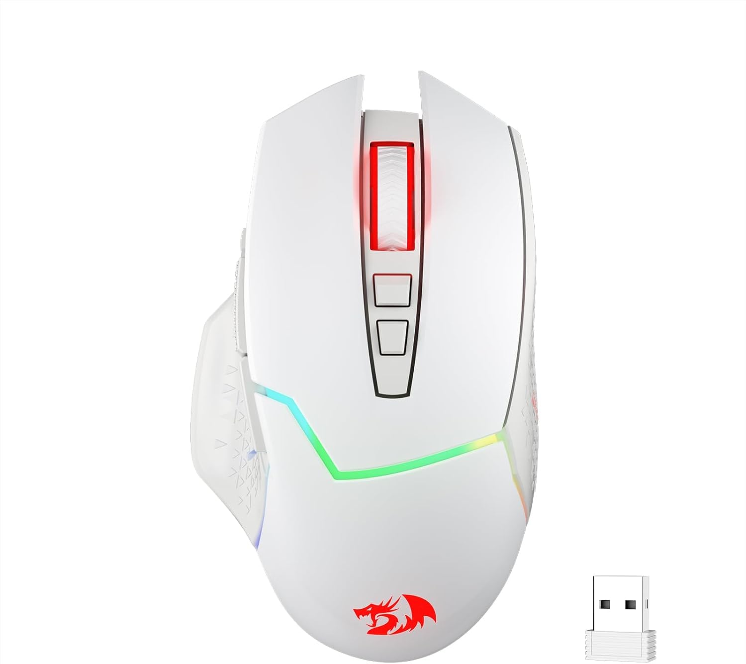 Redragon M690 PRO Kabellose Gaming-Maus, 8000 DPI kabelgebundene/kabellose Maus mit Schnellfeuertaste, 8 Makrotasten, ergonomisches Design für PC/Mac/Laptop, Weiß