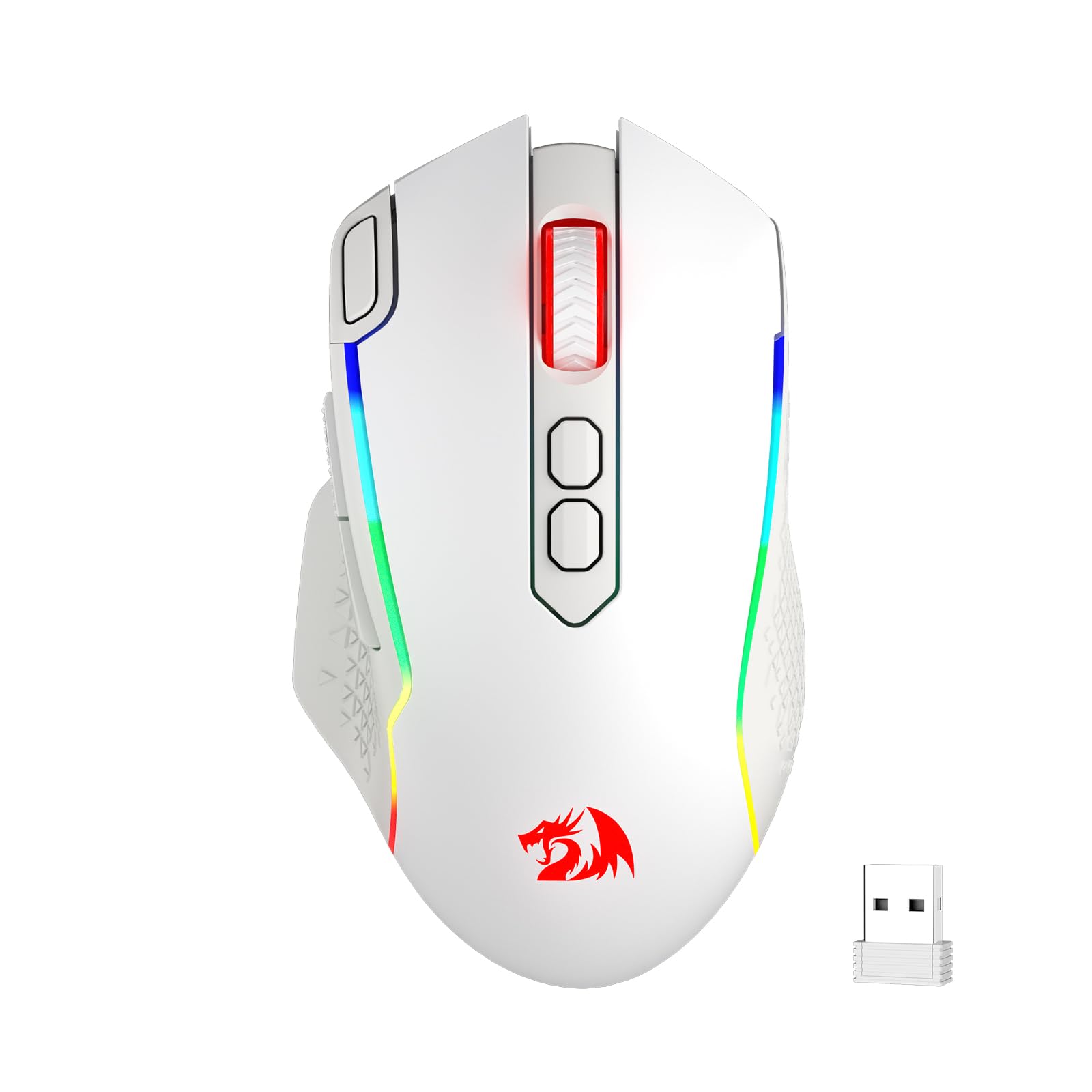 Redragon M810 Pro Kabellose Gaming-Maus, 10000 DPI Kabelgebundene/Kabellose Maus mit Schnellfeuertaste, 8 Makrotasten, 45 Stunden Dauerleistung und RGB-Hintergrundbeleuchtung für PC/Mac/Laptop