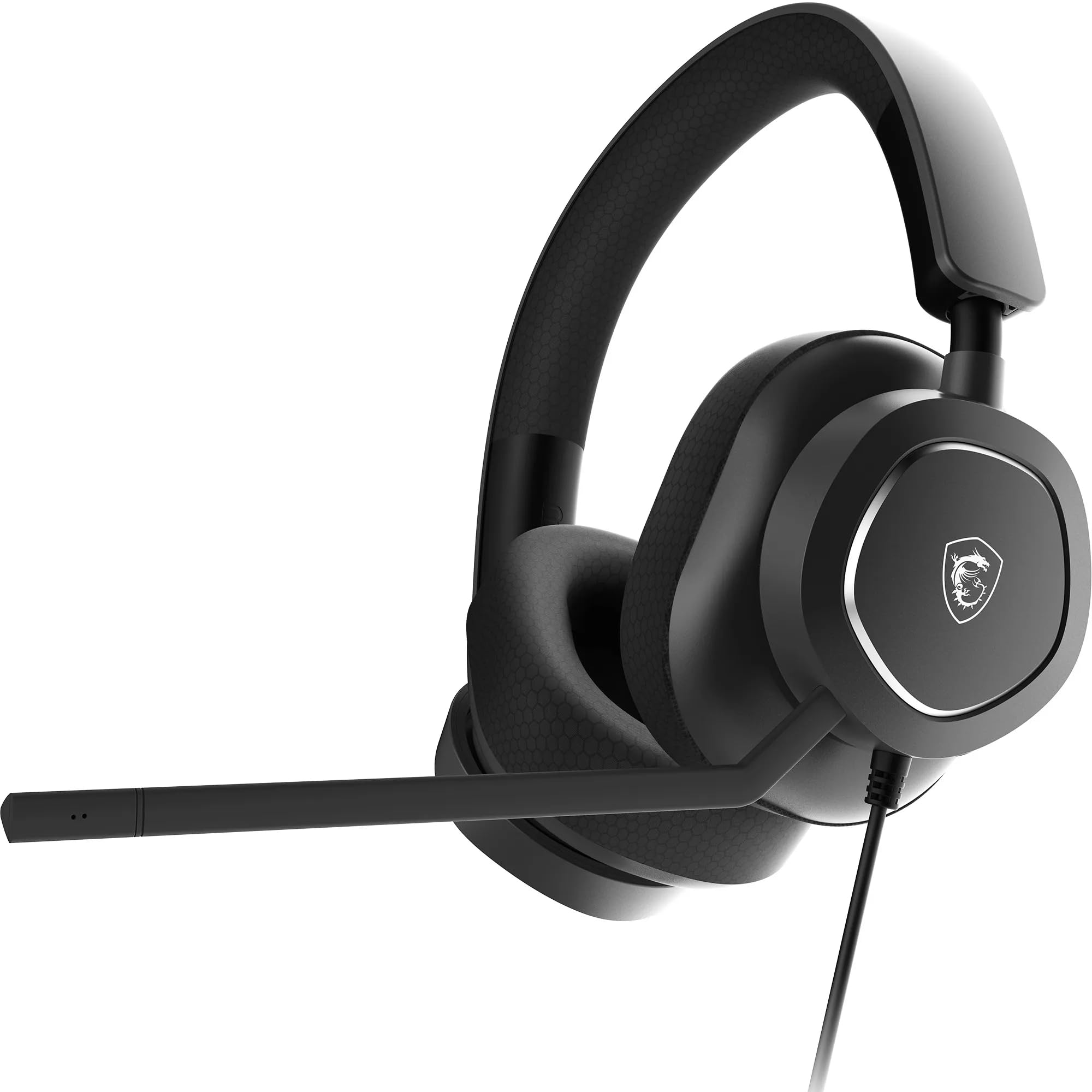 MSI Maestro 300 Gaming-Headset – 40-mm-Neodym-Treiber, unidirektionales (Nieren-) Mikrofon, Ohrpolster aus hochdichtem Schaumstoff, leichtes und drehbares Design, USB-C, USB-C-zu-A-Adapter