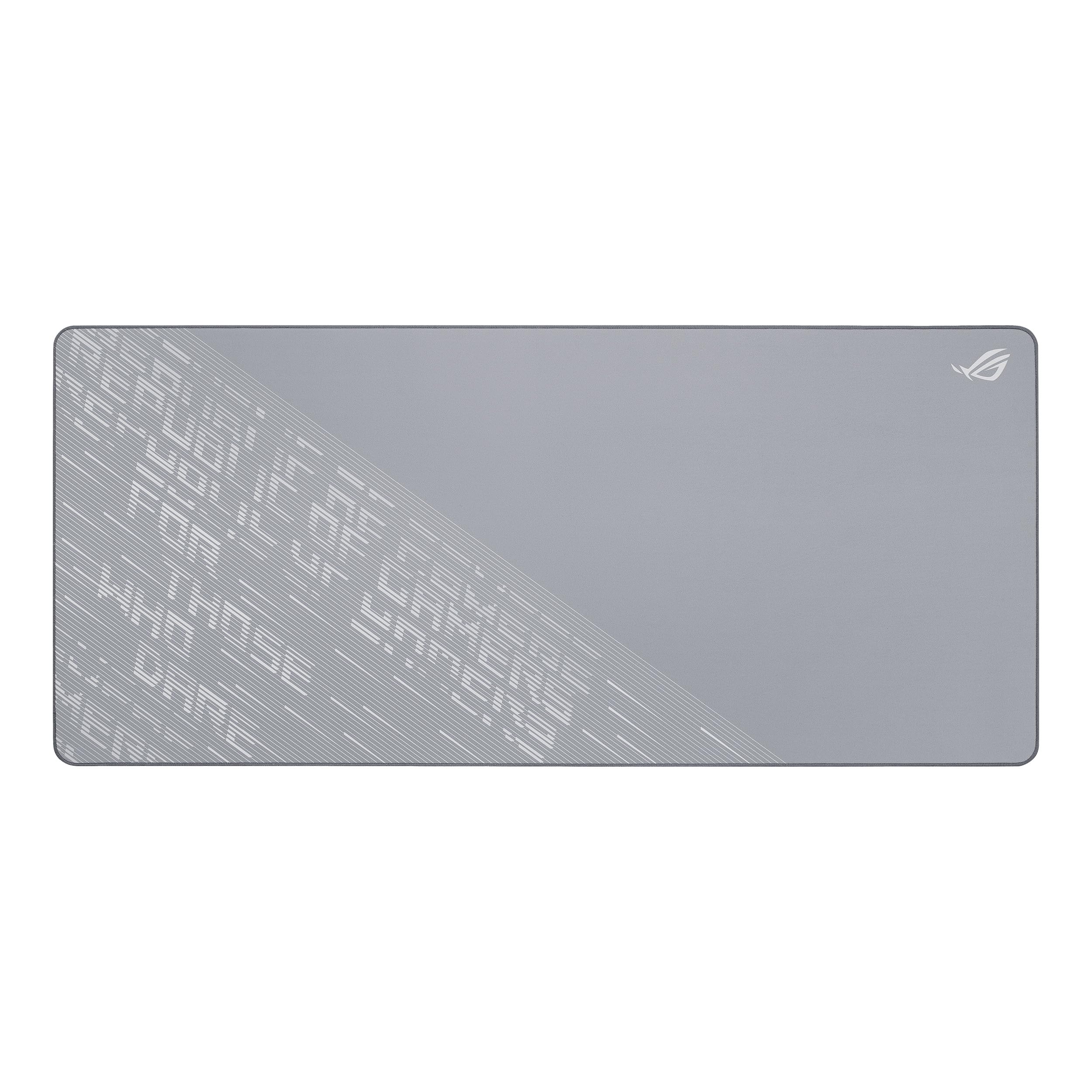 ASUS ROG Scabbard II Arctic Gray XXL Gaming-Mauspad (großes 900 x 400 mm Mousepad, wasser-, öl- und staubabweisende Oberfläche, ausfransungssichere, flach genähte Kanten, rutschfeste Gummibasis, Grau)